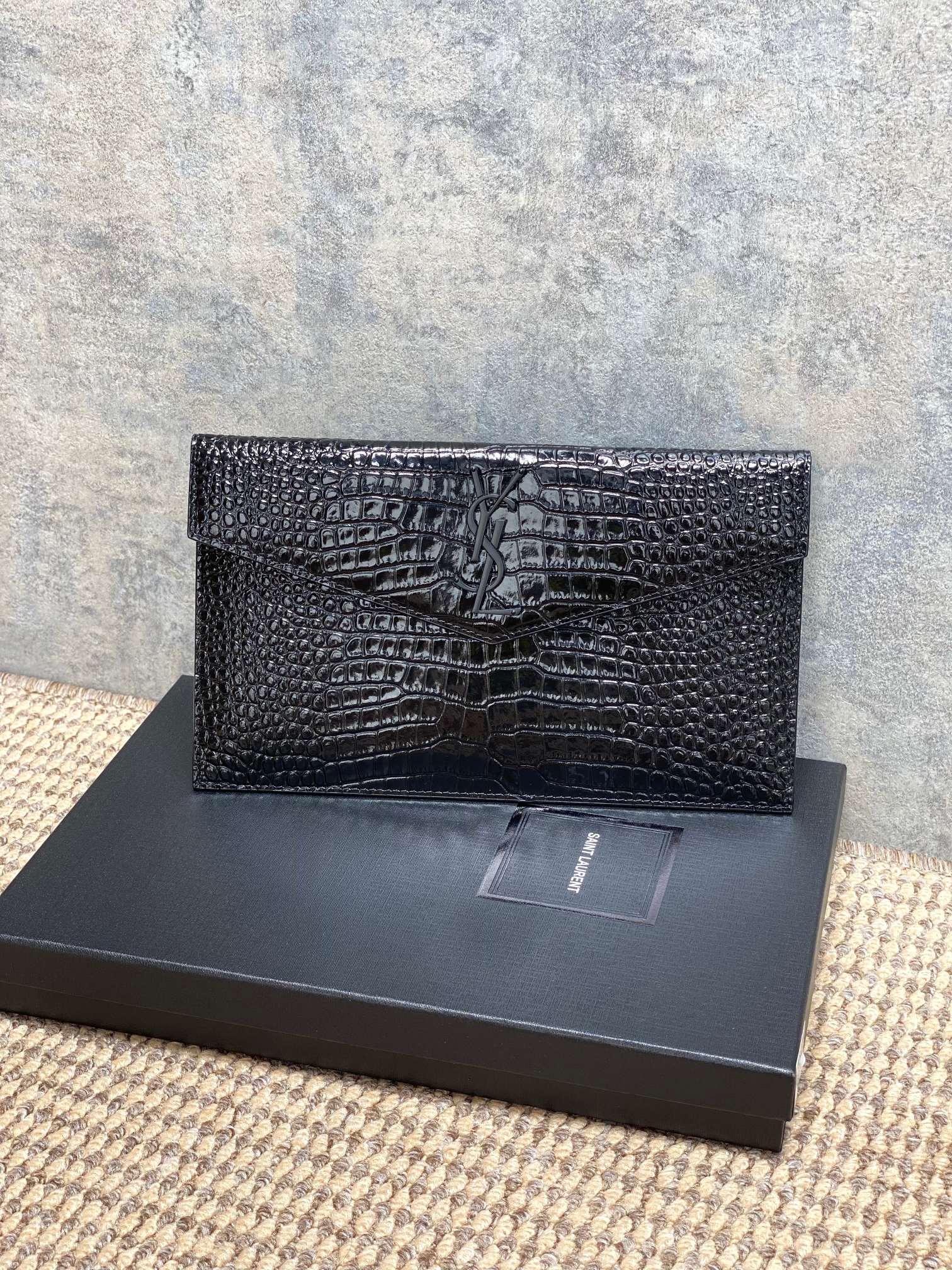YSL Style Black Leather Clutch Bags detail image 1 from source 770850
