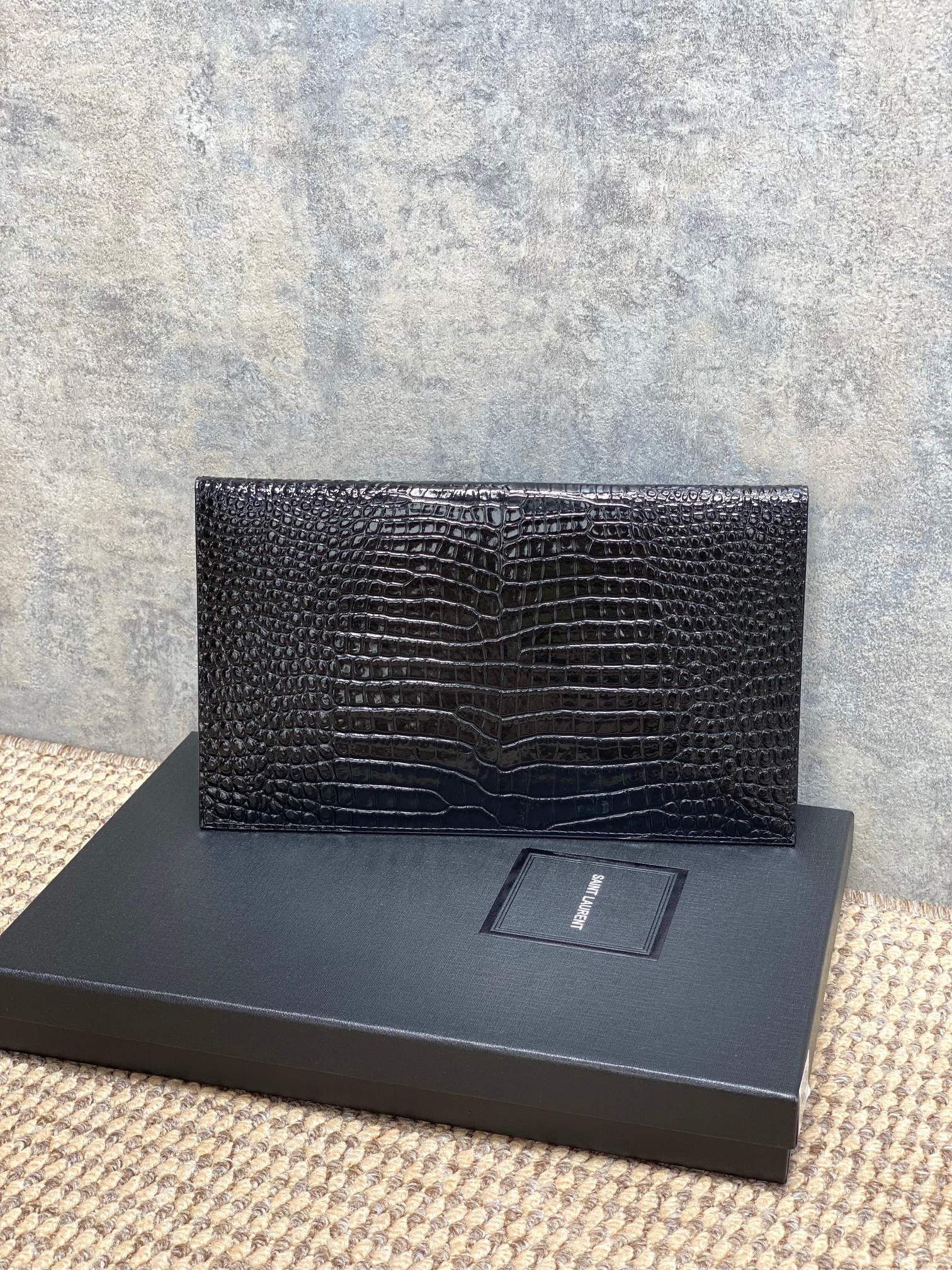 YSL Style Black Leather Clutch Bags detail image 2 from source 770850