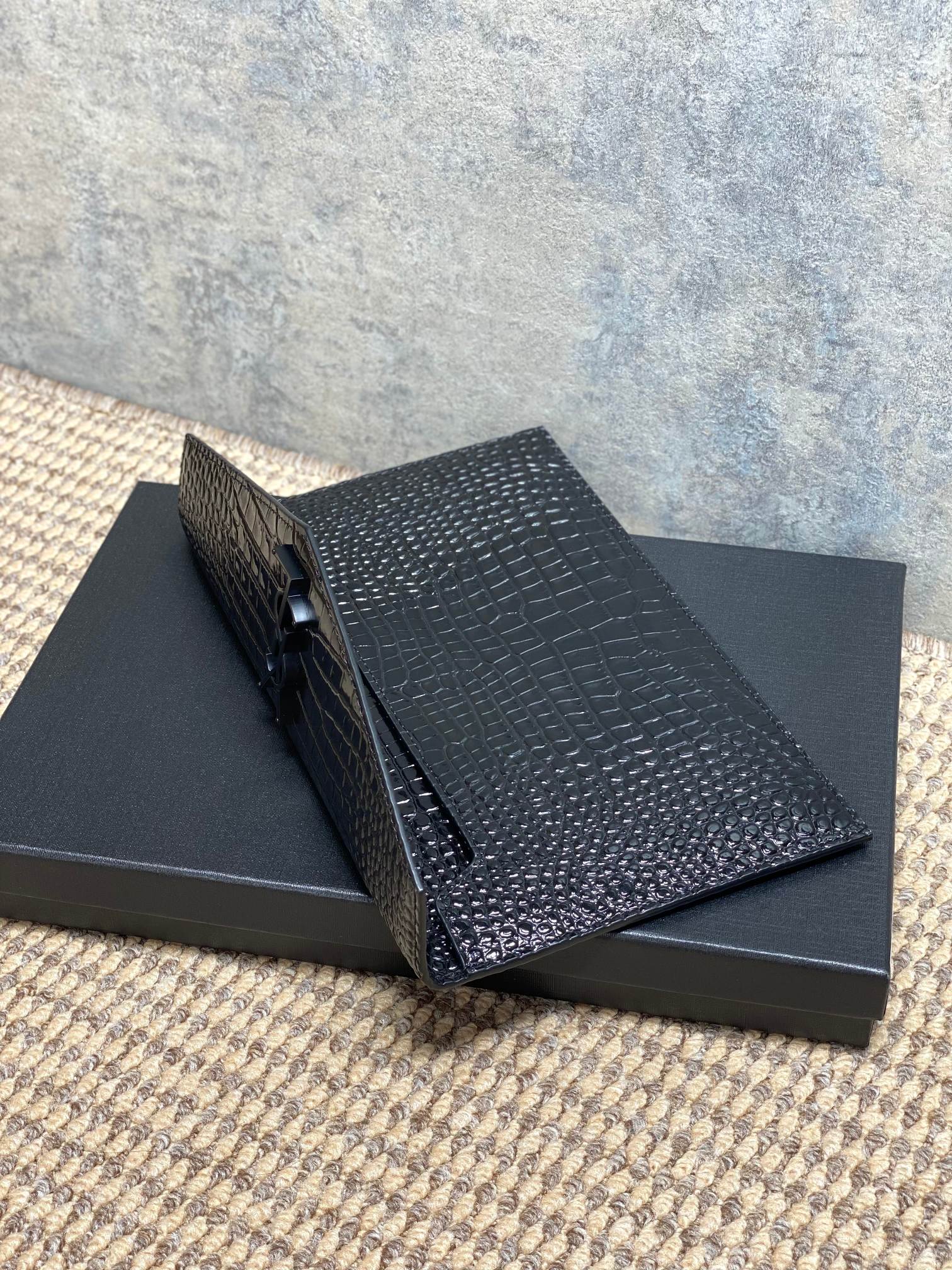 YSL Style Black Leather Clutch Bags detail image 8 from source 770850