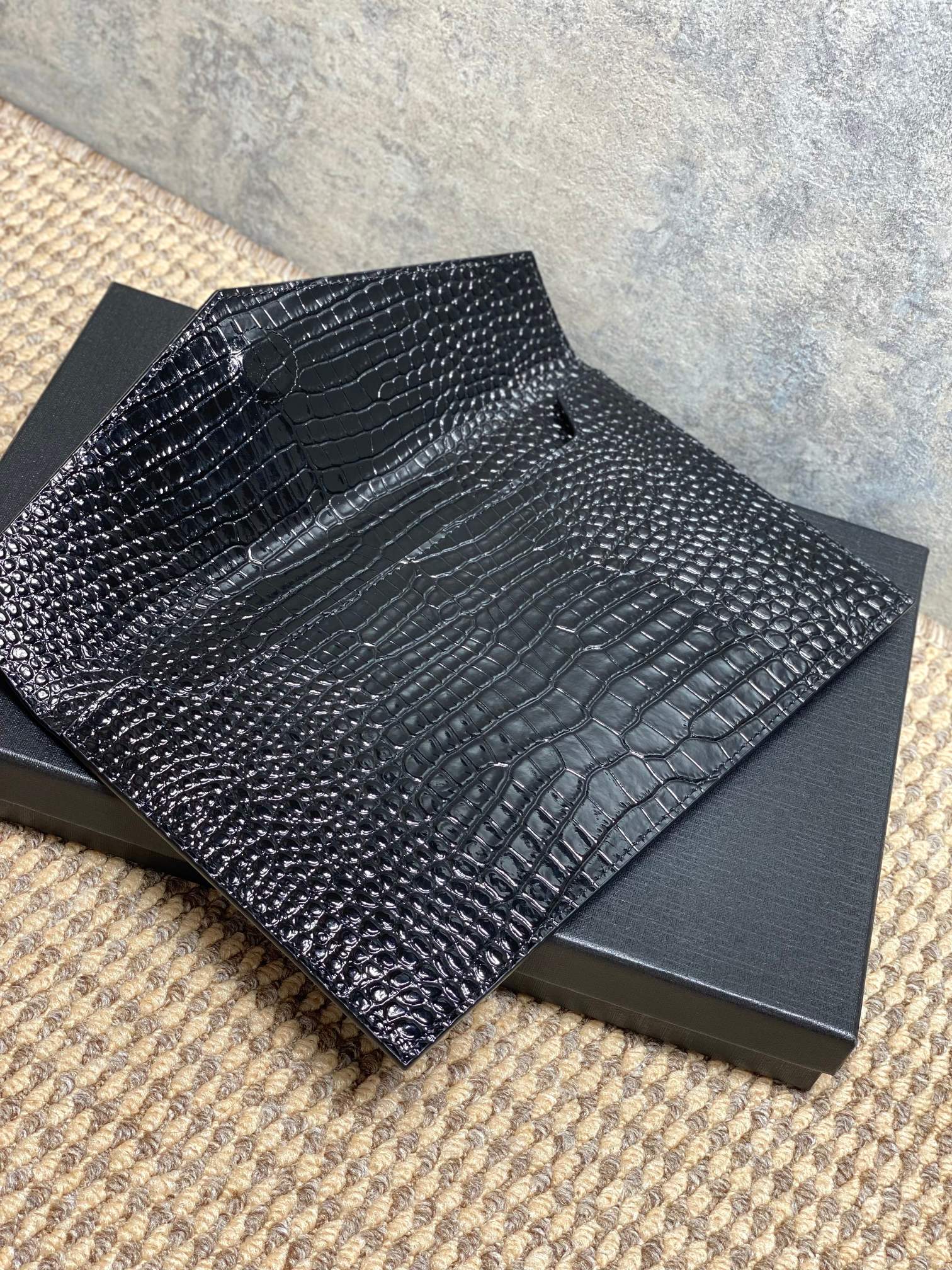 YSL Style Black Leather Clutch Bags detail image 6 from source 770850