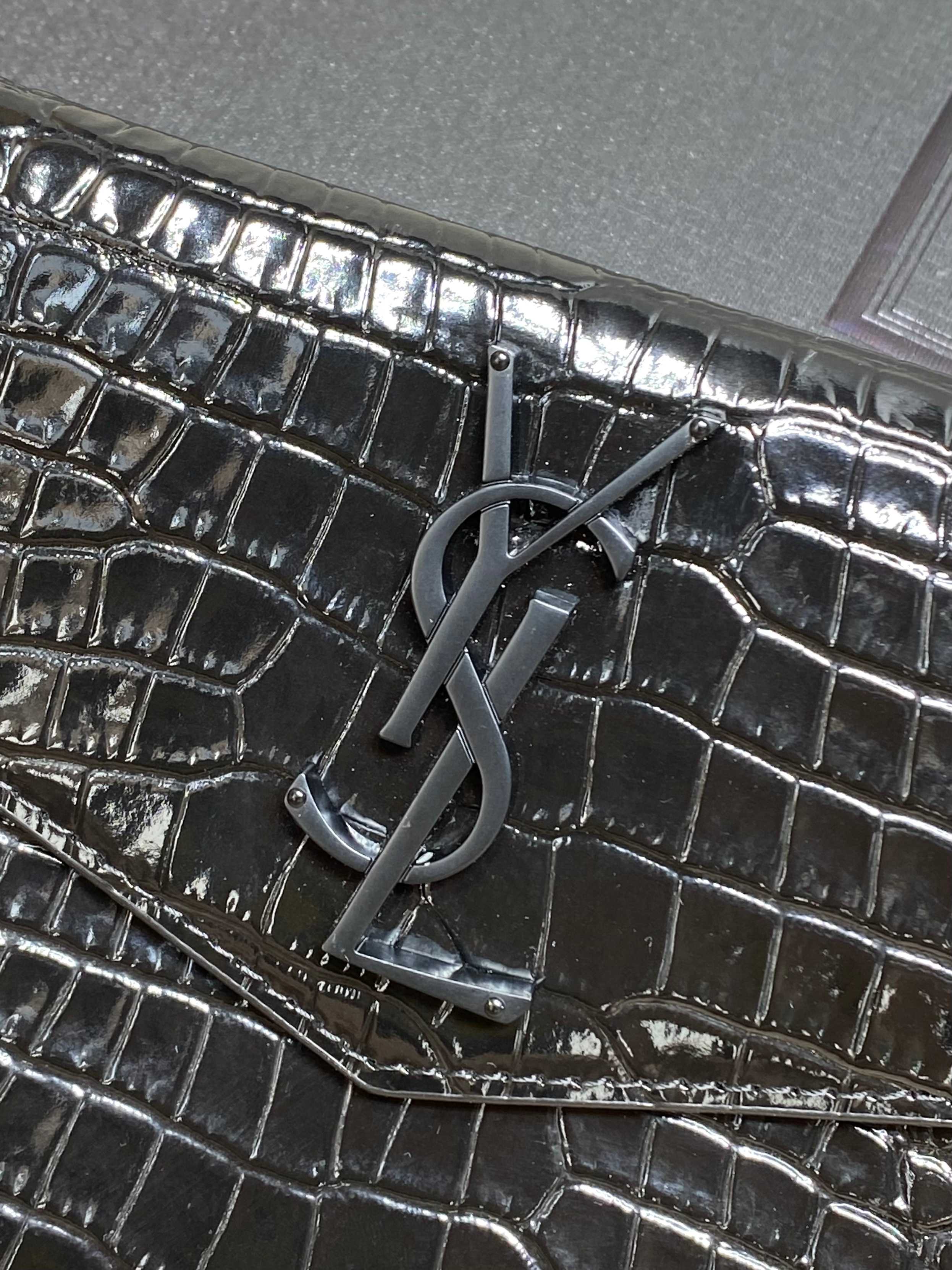 YSL Style Black Leather Clutch Bags detail image 7 from source 770850