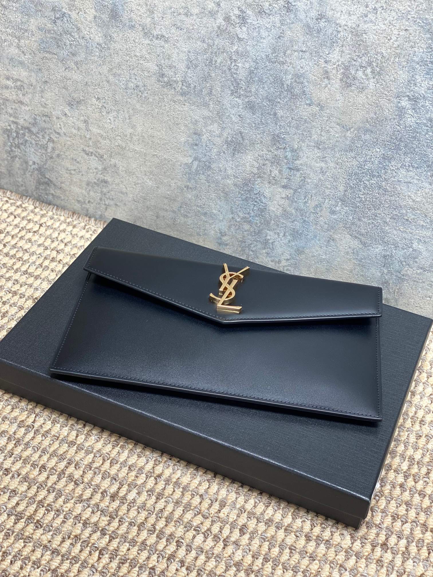YSL Style Black Leather Clutch Bags detail image 3 from source 770844