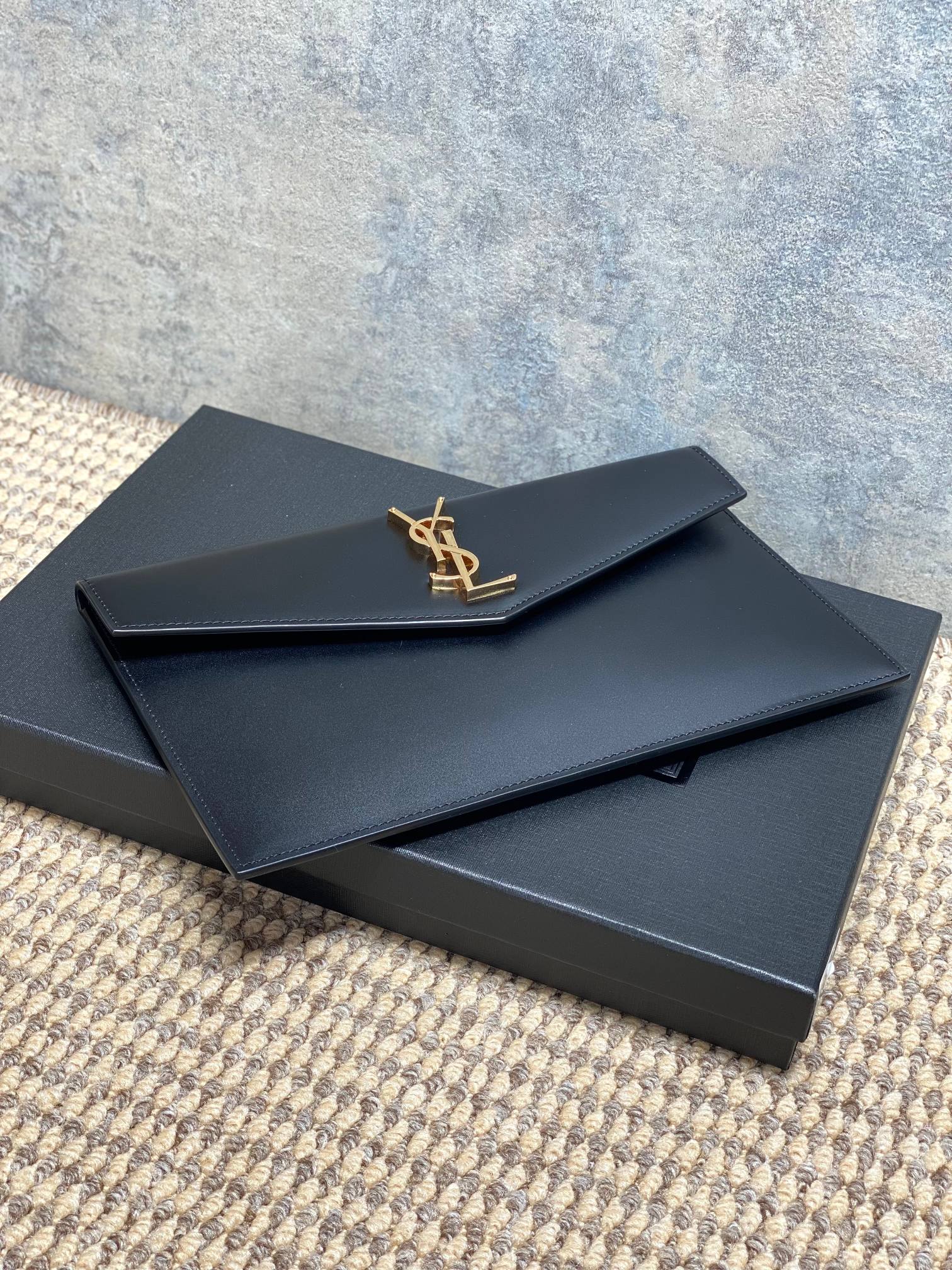 YSL Style Black Leather Clutch Bags detail image 5 from source 770844
