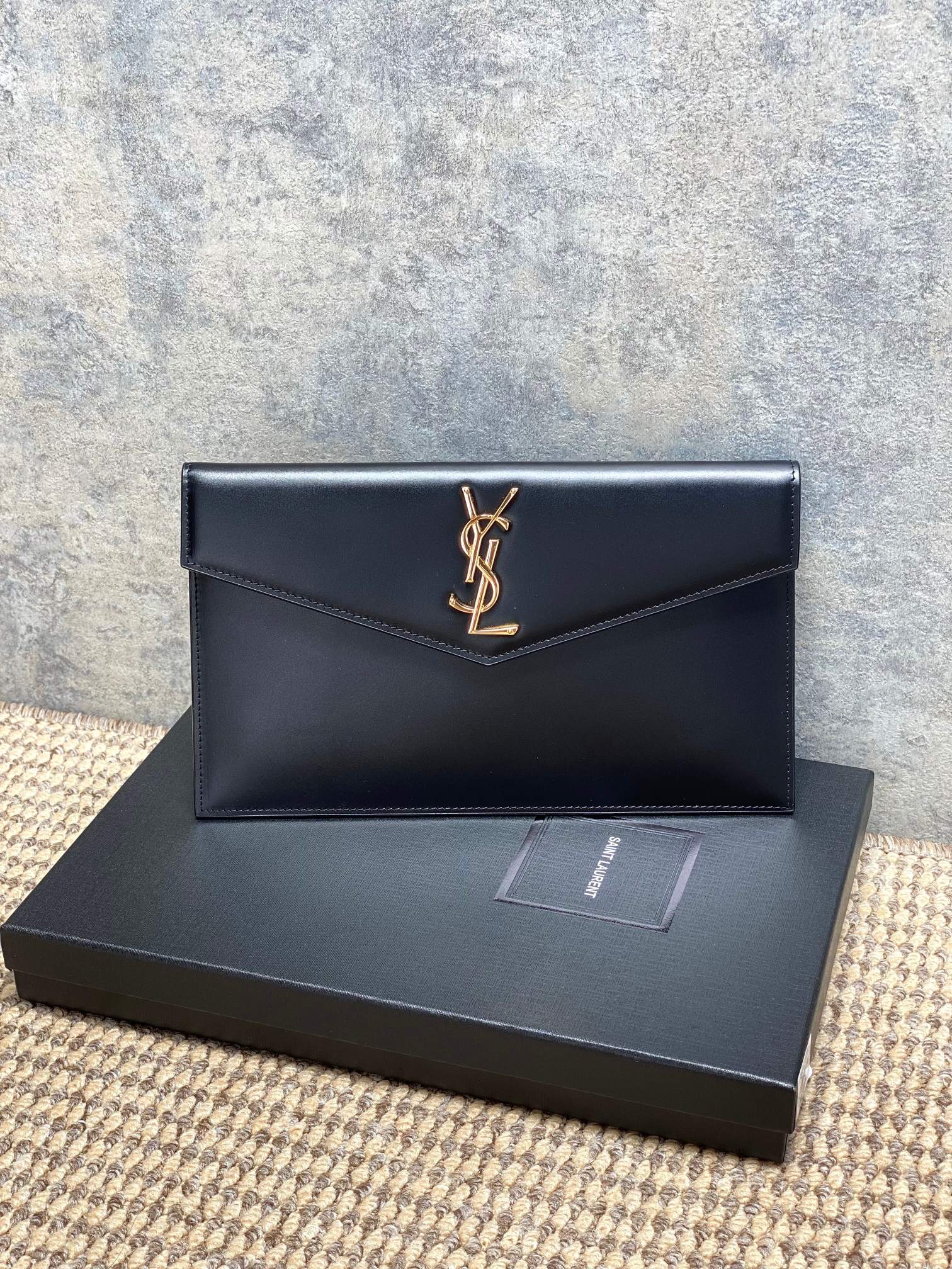 YSL Style Black Leather Clutch Bags detail image 1 from source 770844