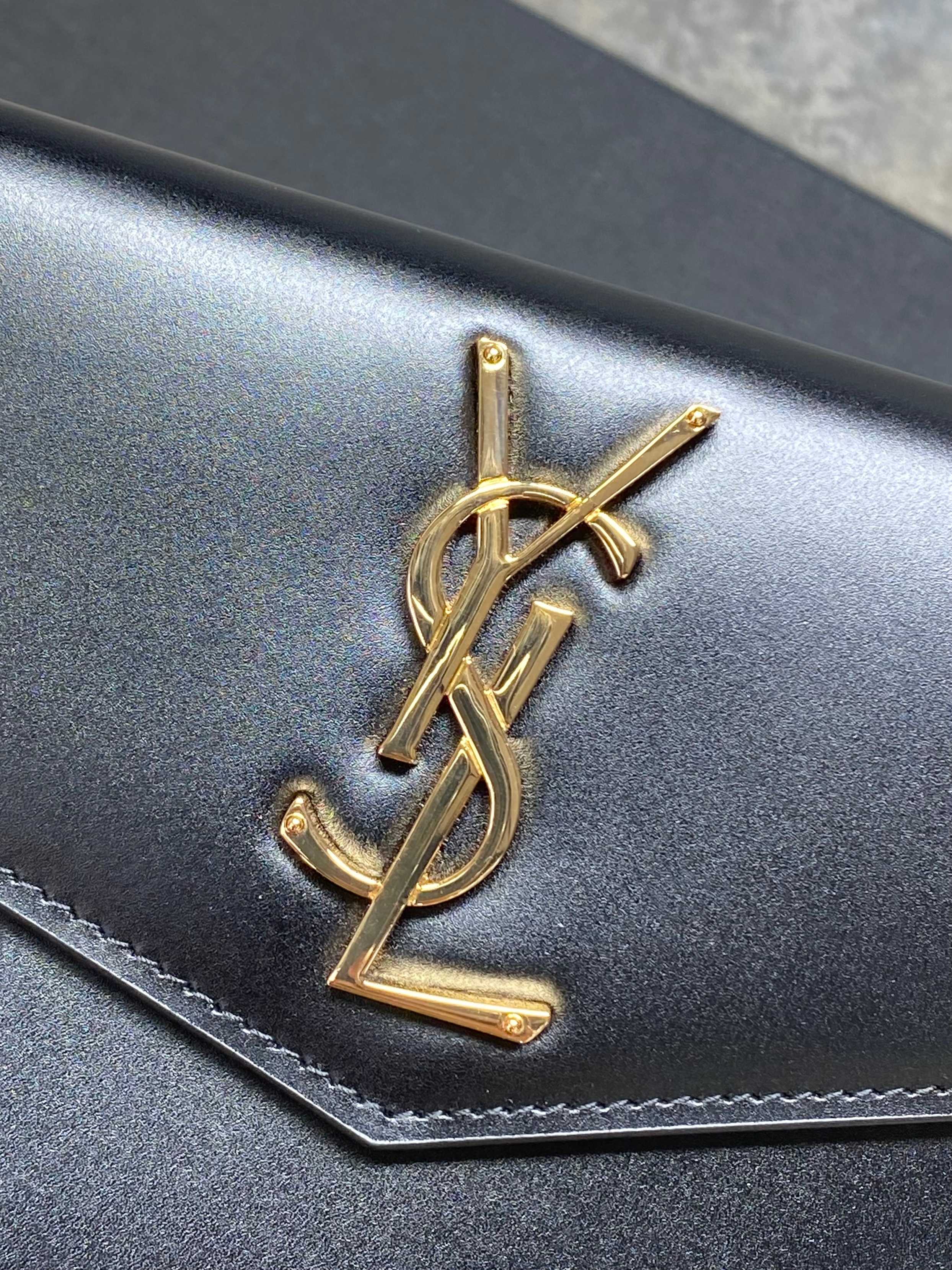 YSL Style Black Leather Clutch Bags detail image 8 from source 770844