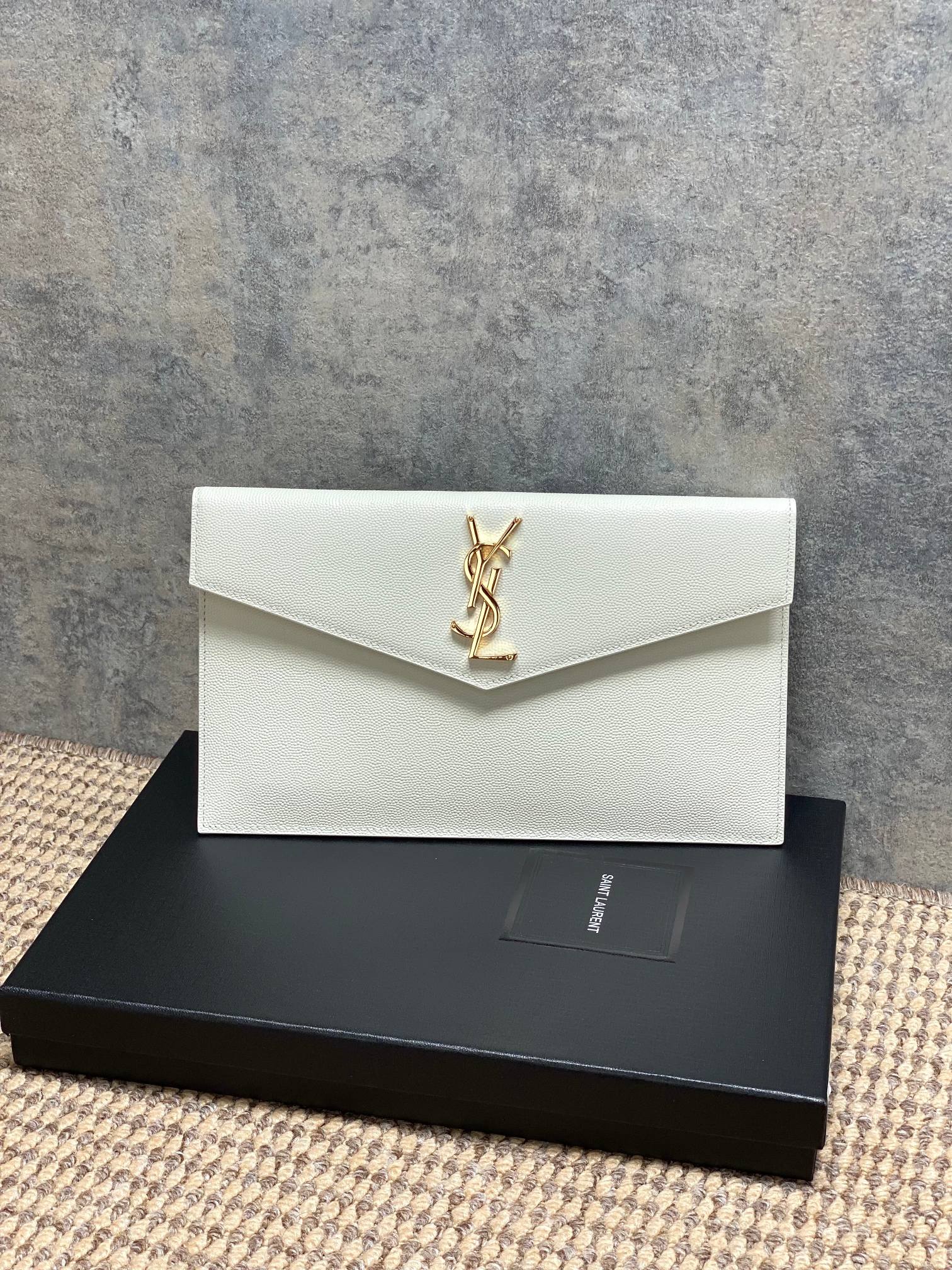 YSL Style White Leather Clutch Bags detail image 1 from source 770845
