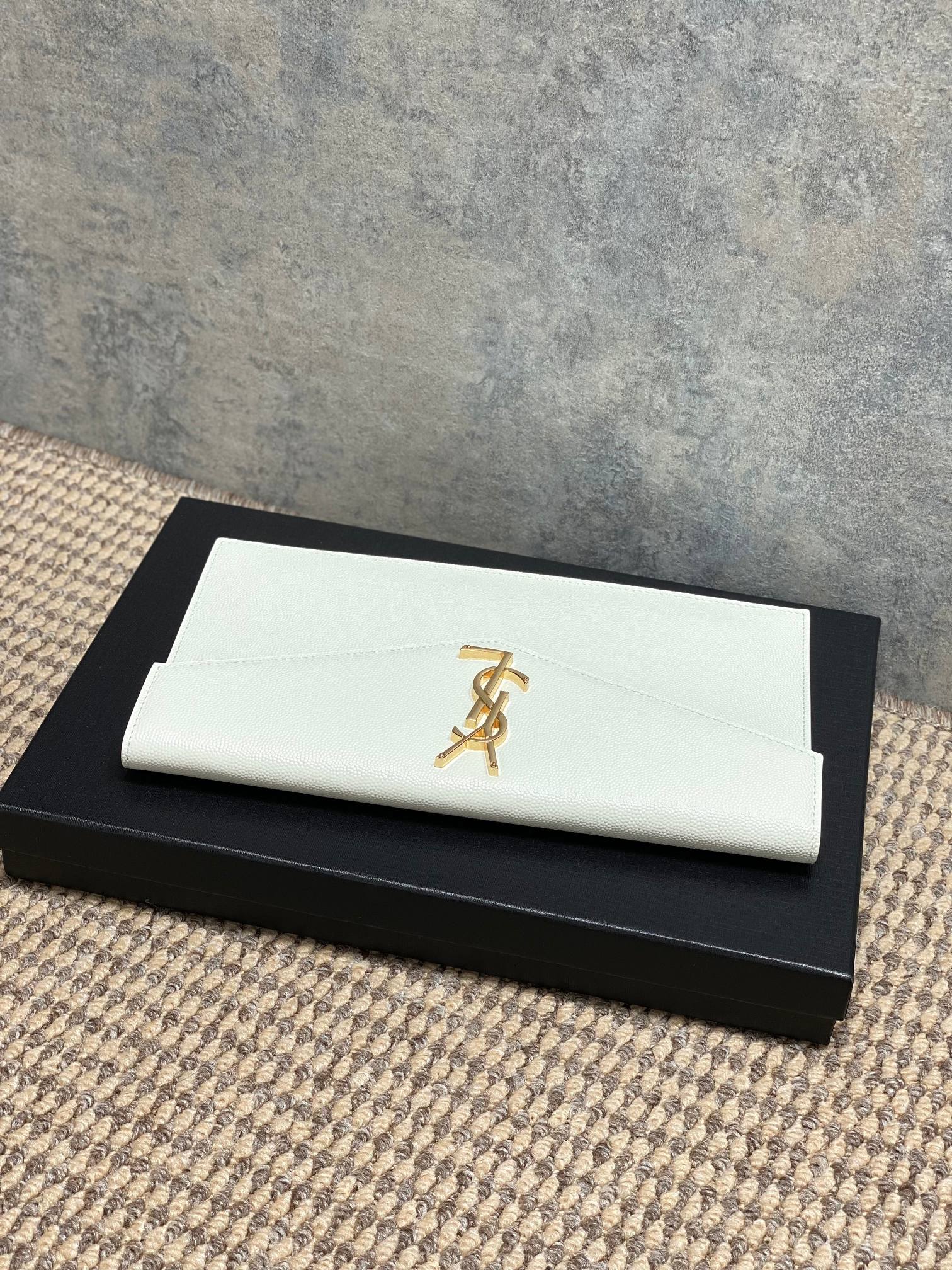 YSL Style White Leather Clutch Bags detail image 4 from source 770845