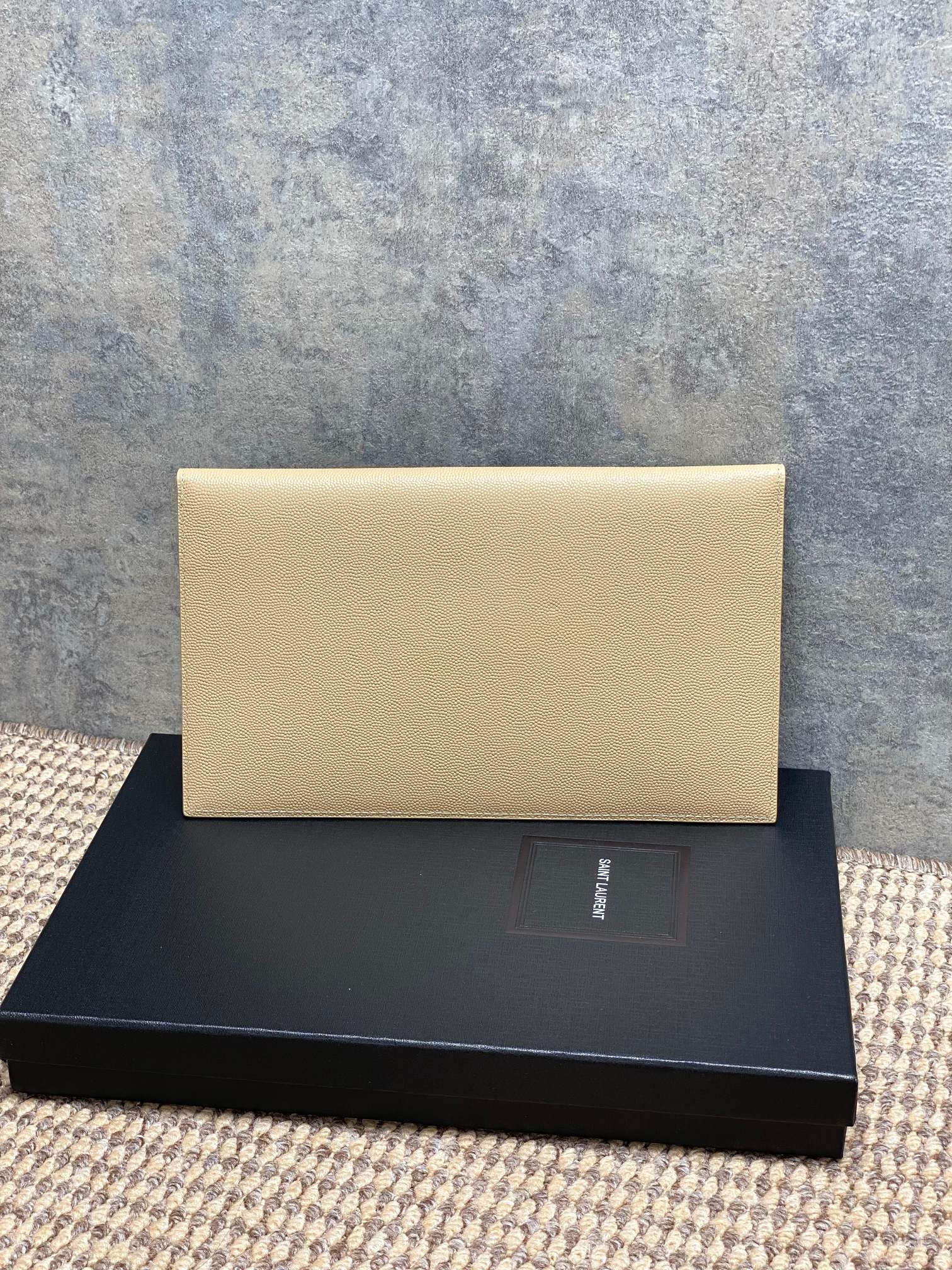 YSL Style Beige Leather Clutch Bags detail image 2 from source 770846