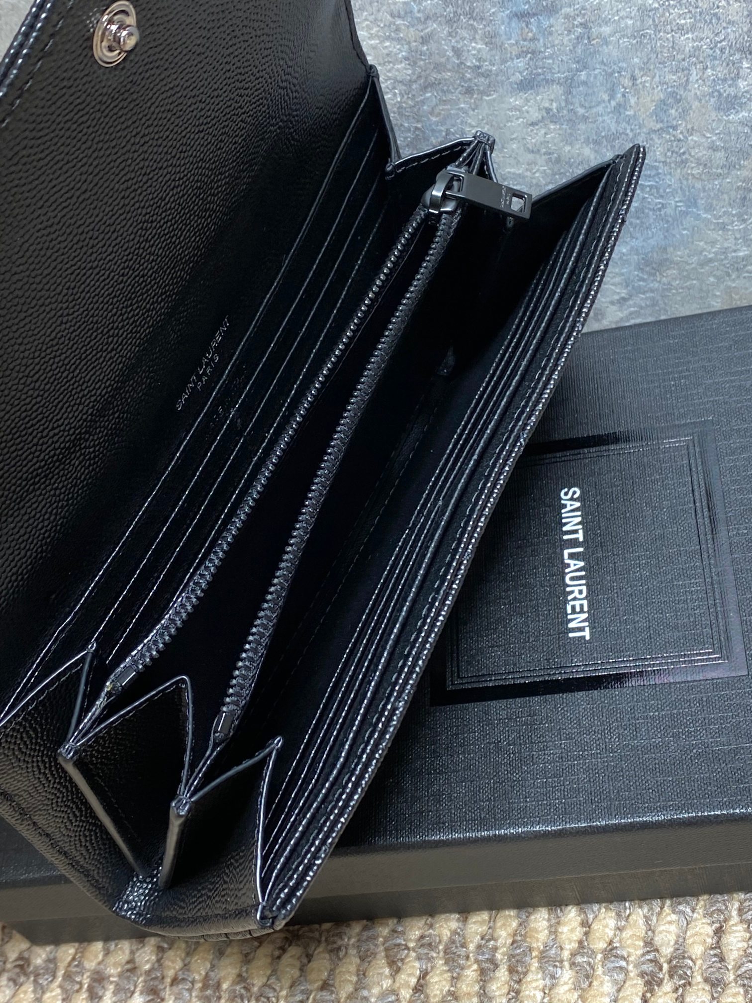 YSL Style Black Leather Wallet Bags detail image 9 from source 770841