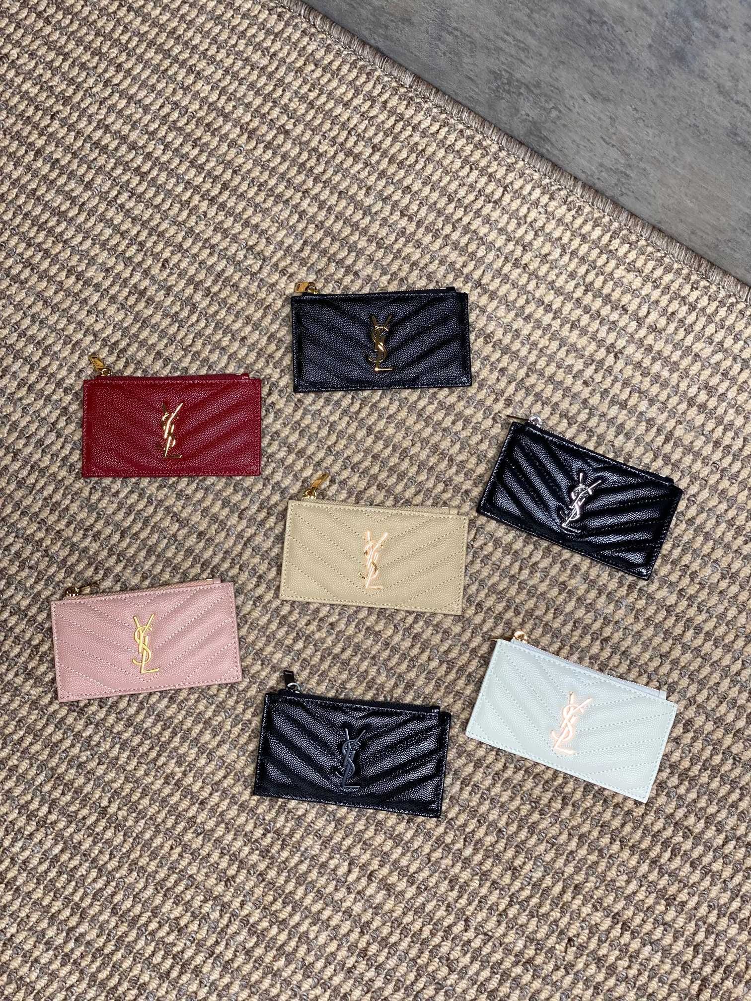 Saint Laurent Monogram Quilted Zip Card Holder