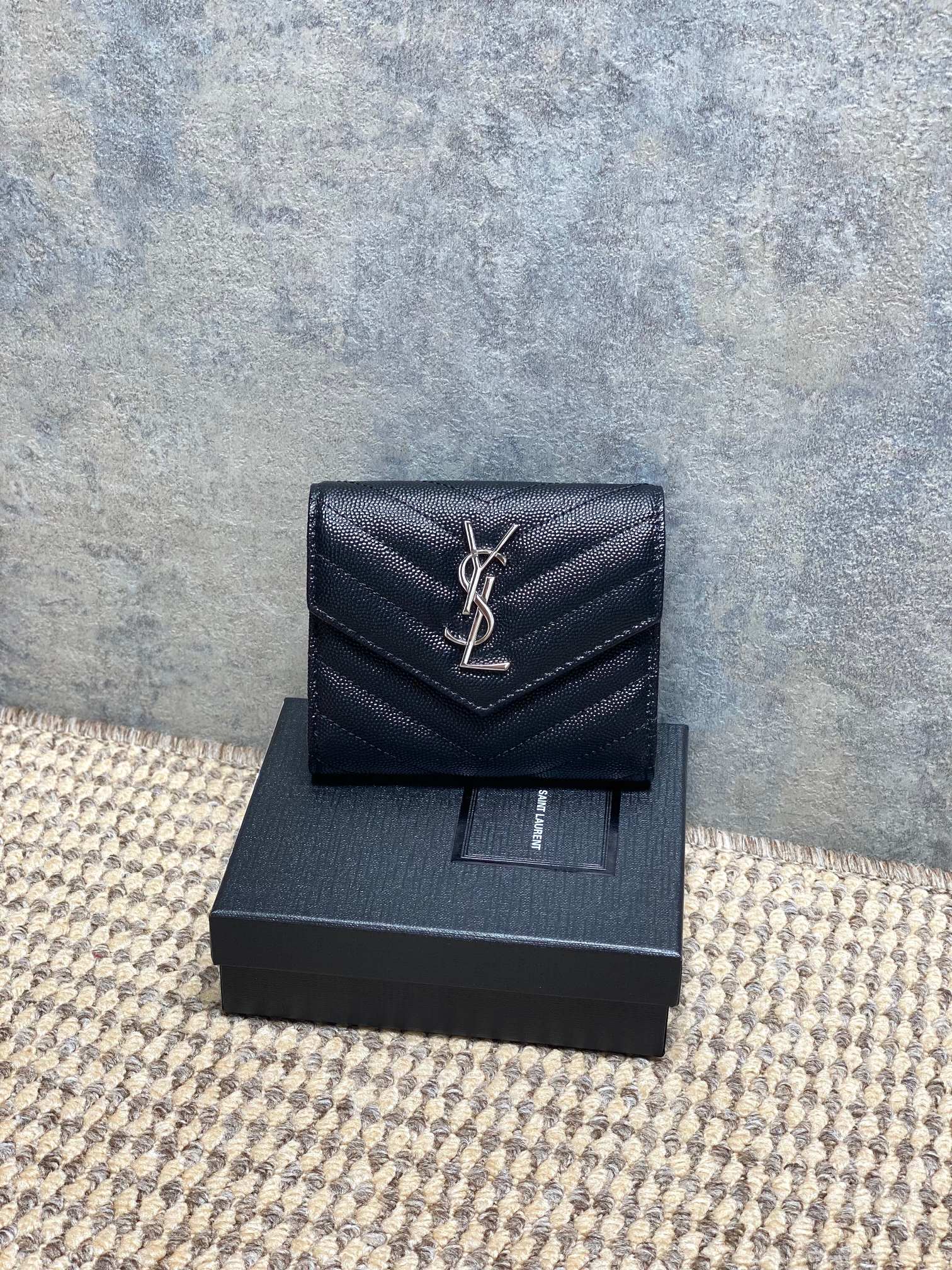 YSL Style Black Leather Wallet Bags detail image 1 from source 770789
