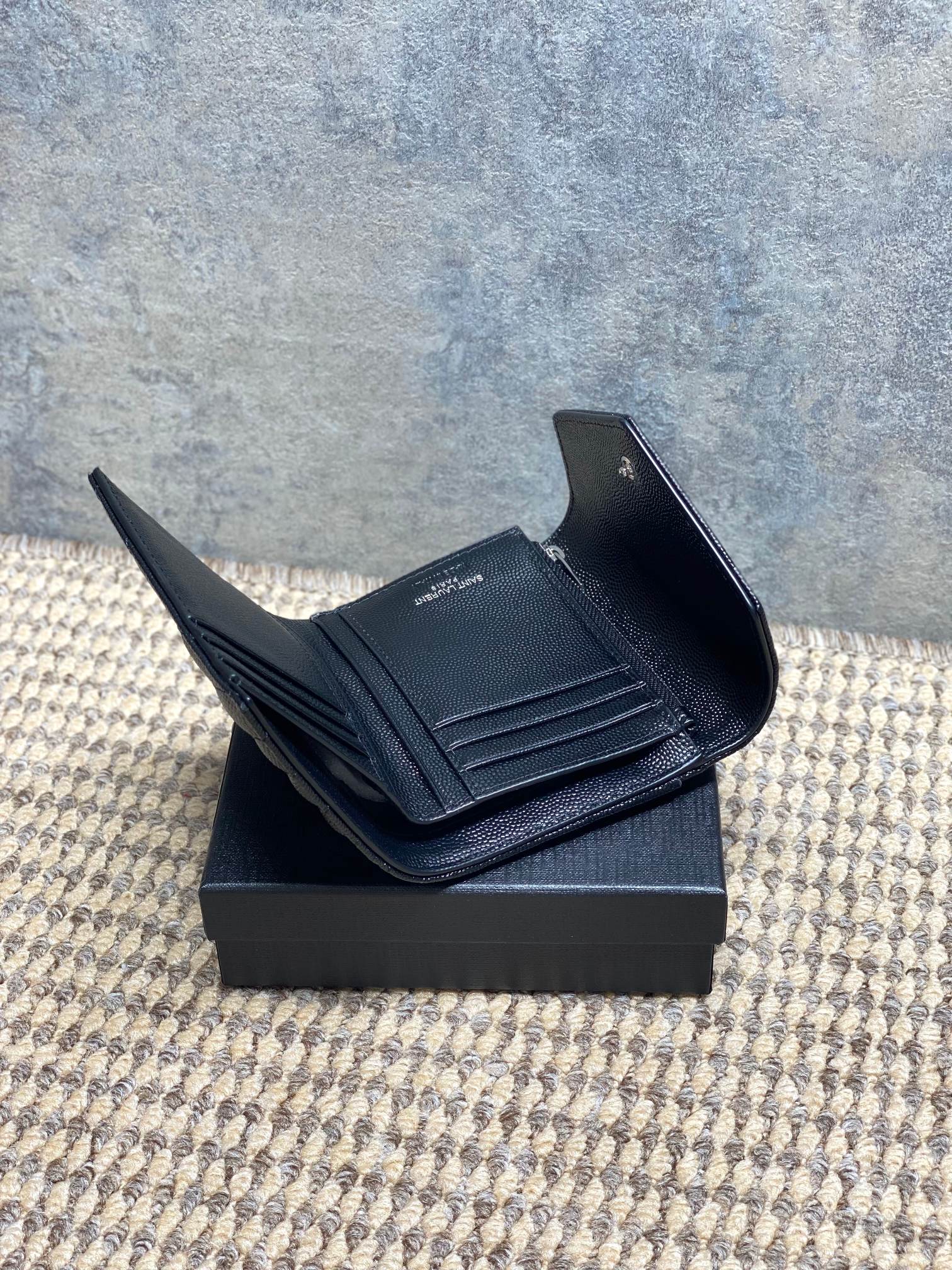 YSL Style Black Leather Wallet Bags detail image 6 from source 770789