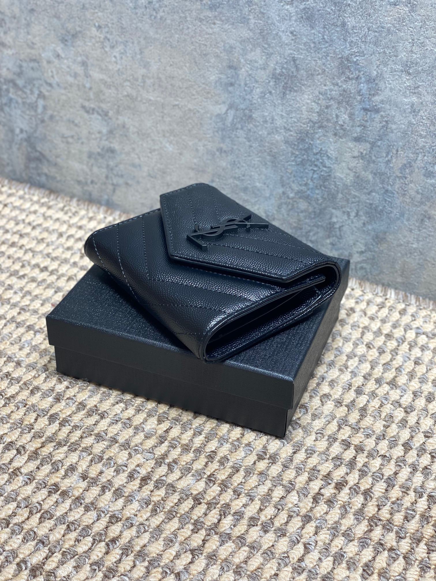 YSL Style Black Leather Wallet Bags detail image 3 from source 770790
