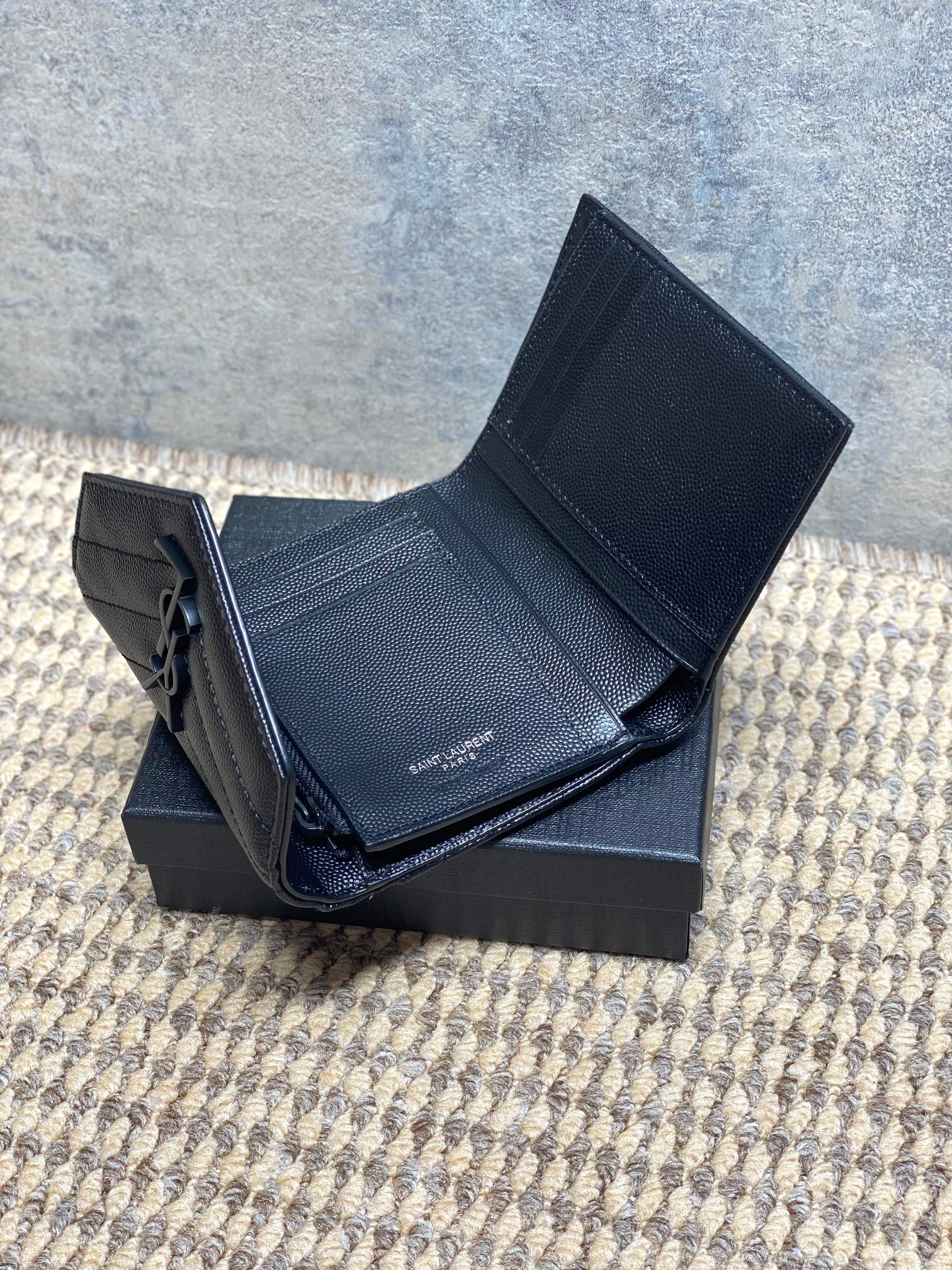 YSL Style Black Leather Wallet Bags detail image 5 from source 770790