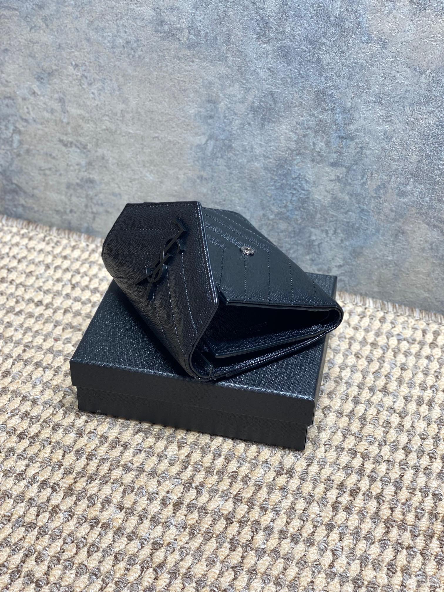 YSL Style Black Leather Wallet Bags detail image 7 from source 770790