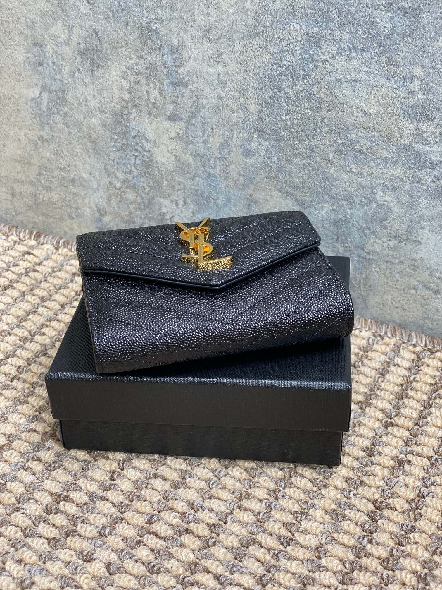 YSL Style Black Leather Wallet Bags detail image 3 from source 770791
