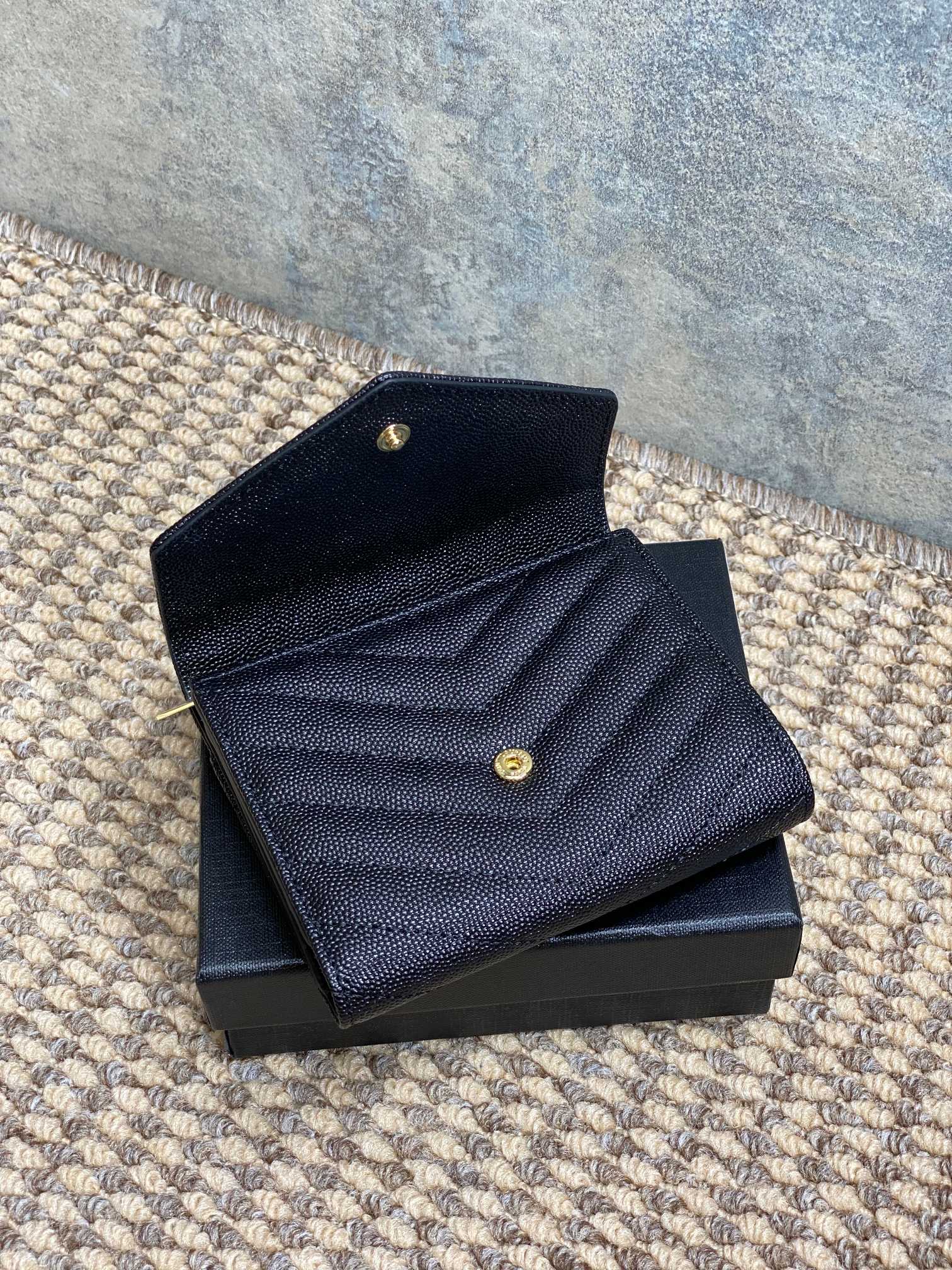 YSL Style Black Leather Wallet Bags detail image 6 from source 770791