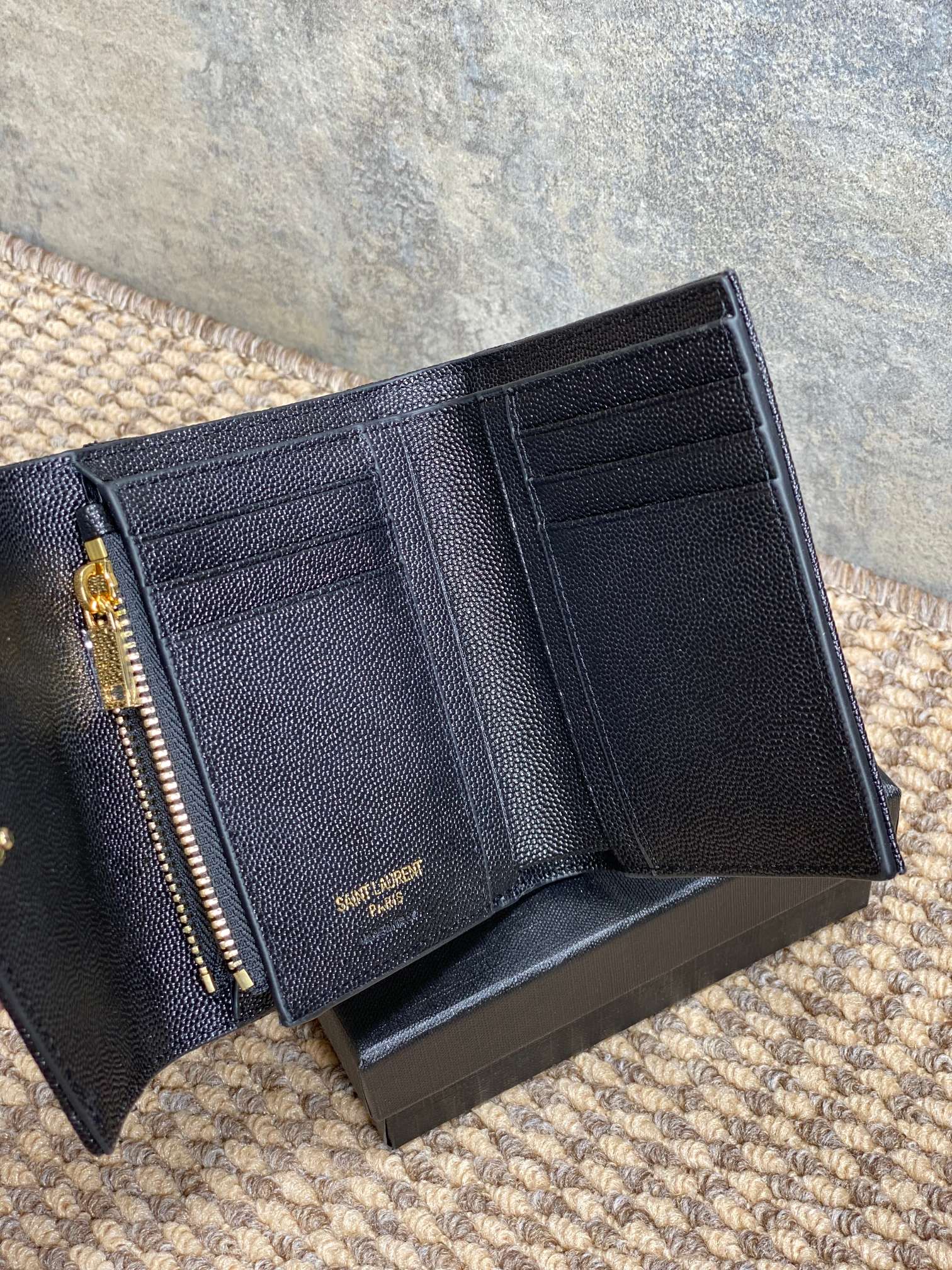 YSL Style Black Leather Wallet Bags detail image 7 from source 770791