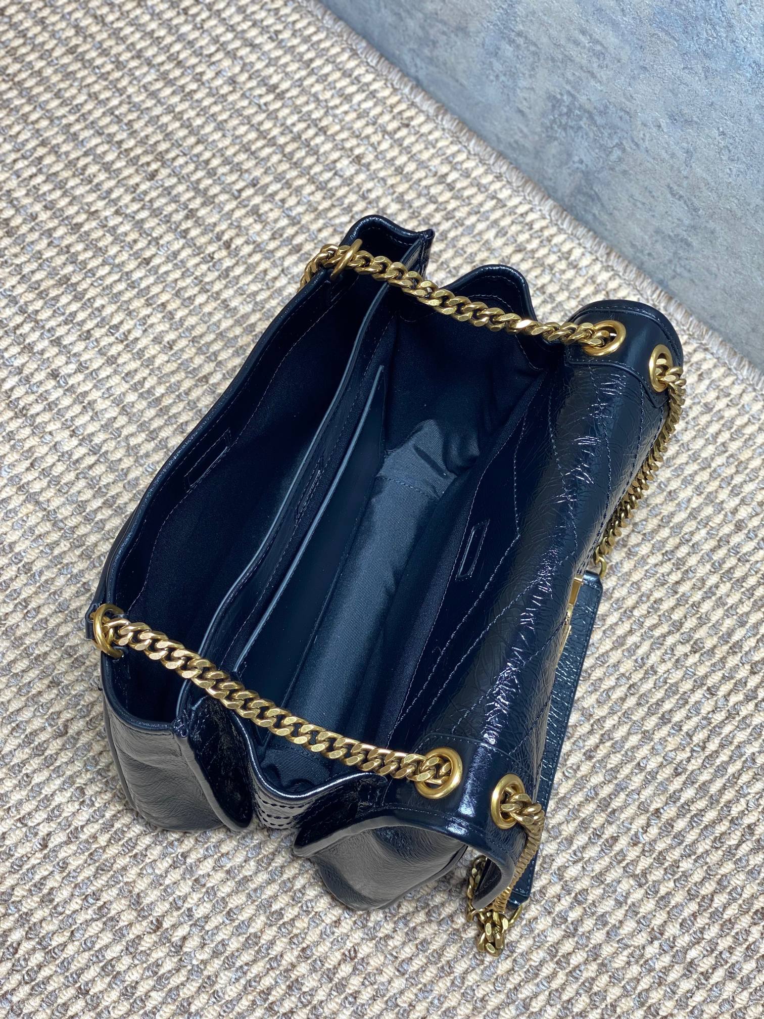 YSL Crinkled Leather Quilted Flap Chain Bag