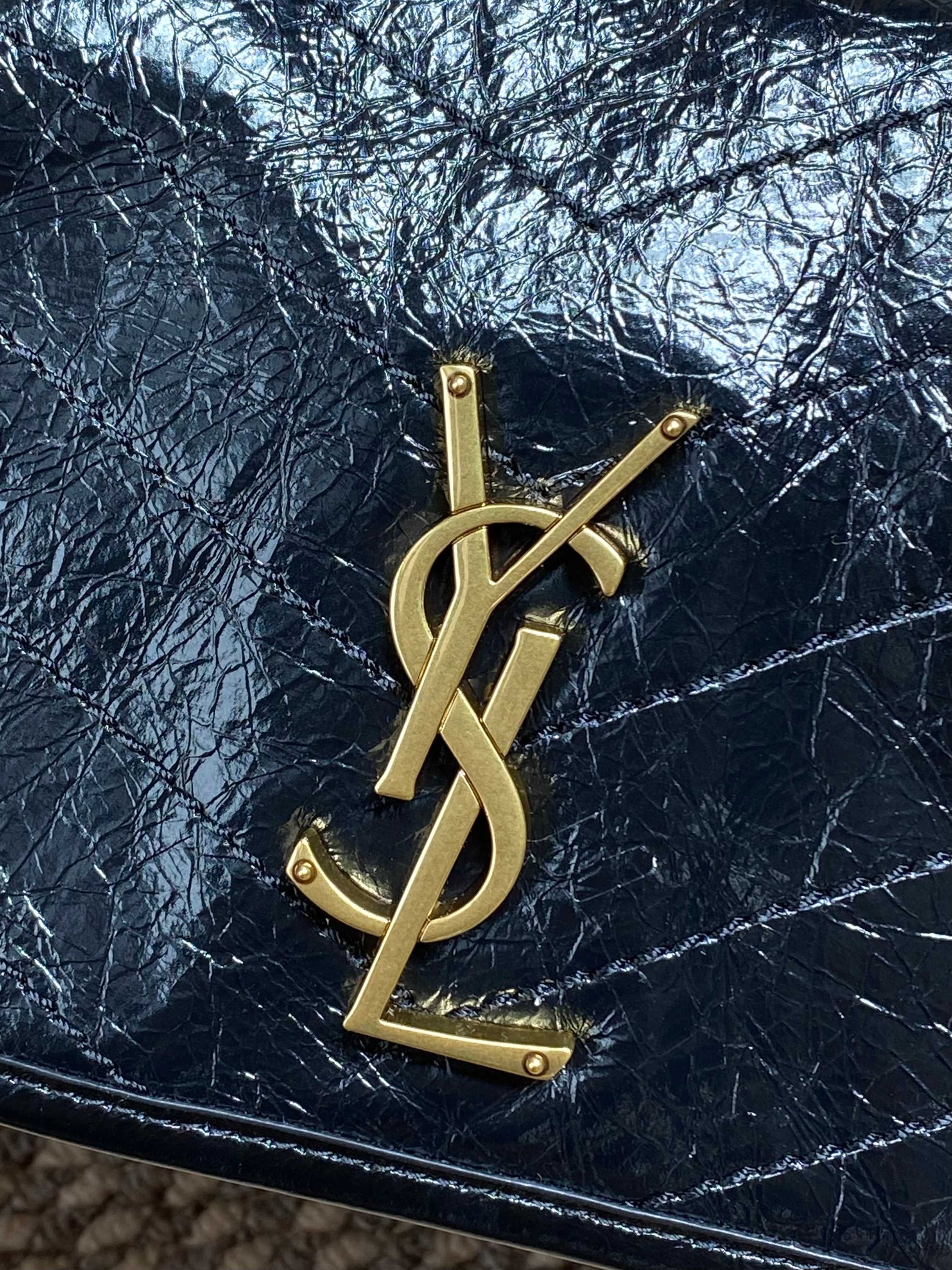 YSL Crinkled Leather Quilted Flap Chain Bag