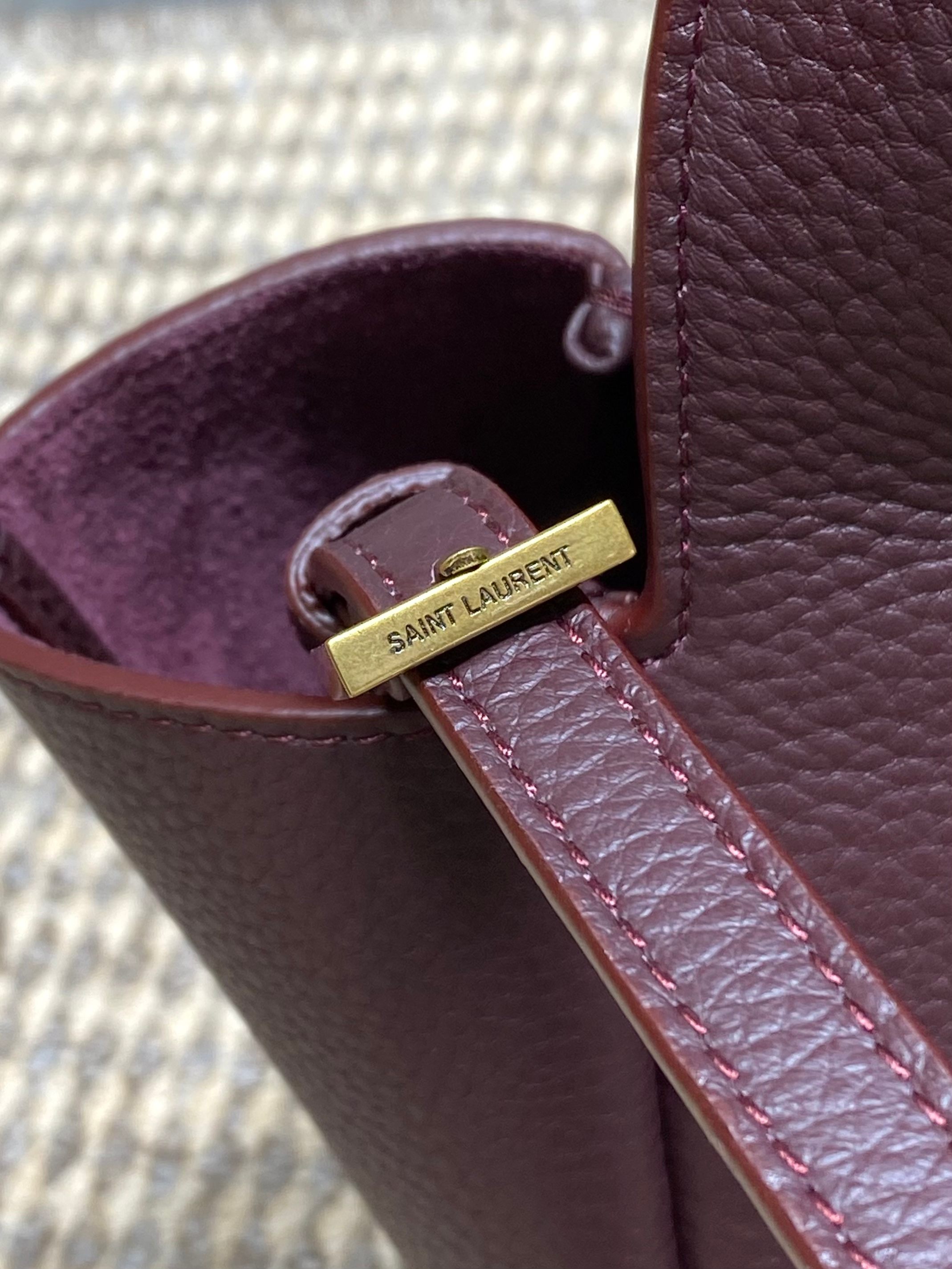 YSL Grained Leather Mini Tote Handbag