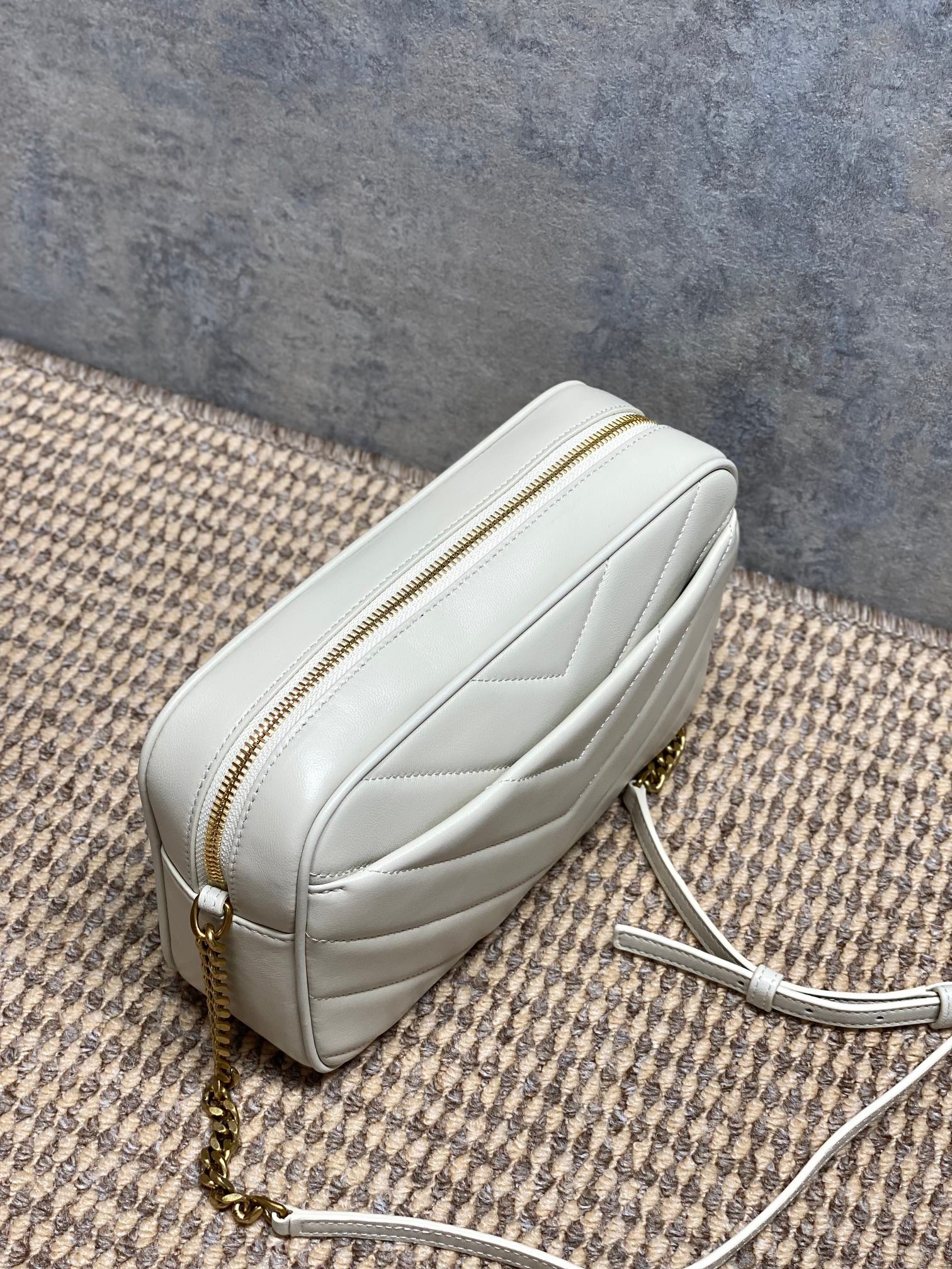 YSL V-Quilted Leather Camera Crossbody Bag