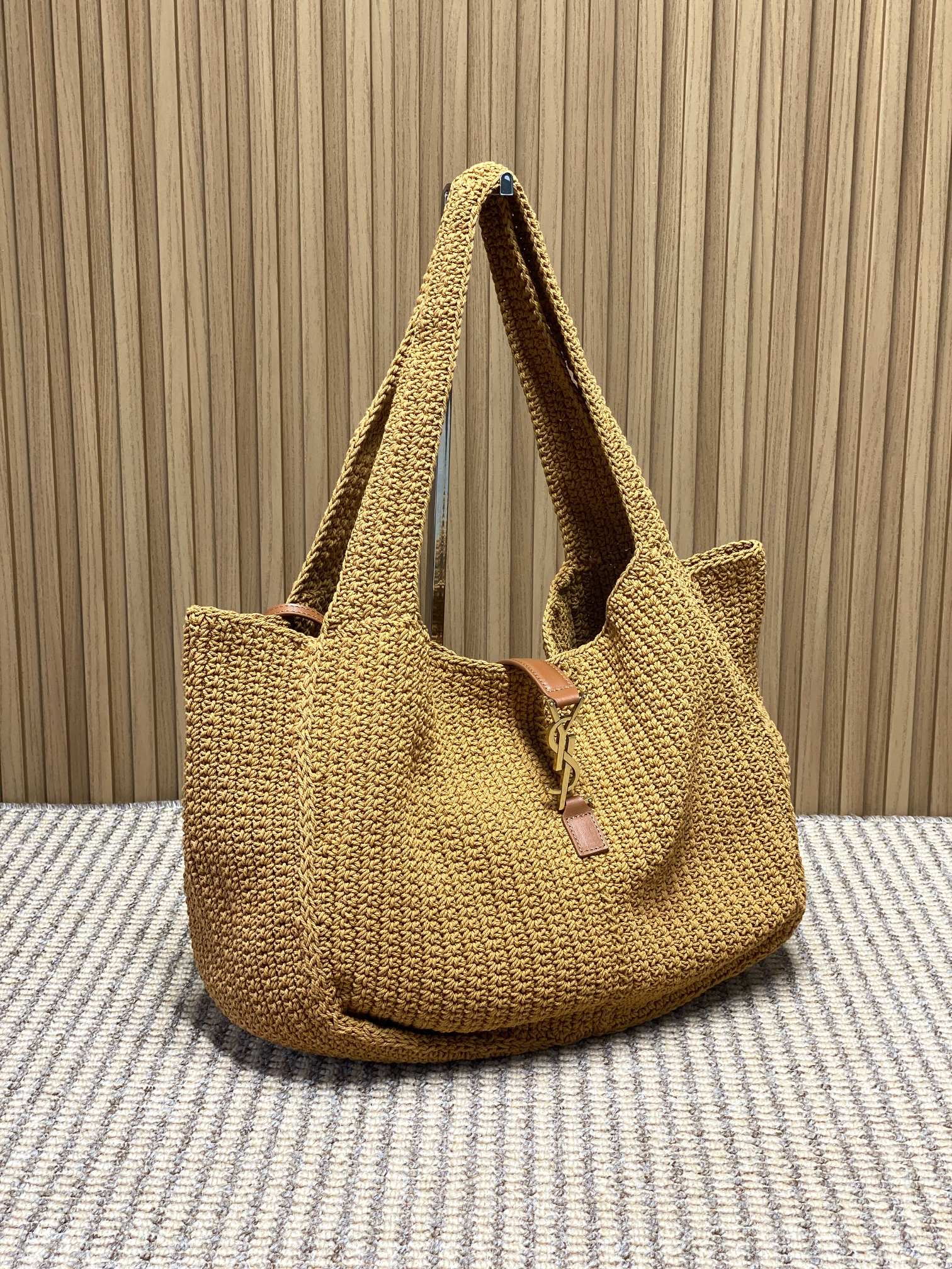 YSL Woven Raffia Tote Shoulder Bag