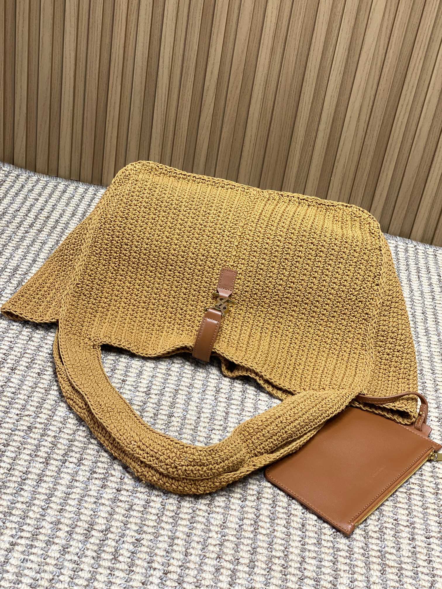YSL Woven Raffia Tote Shoulder Bag