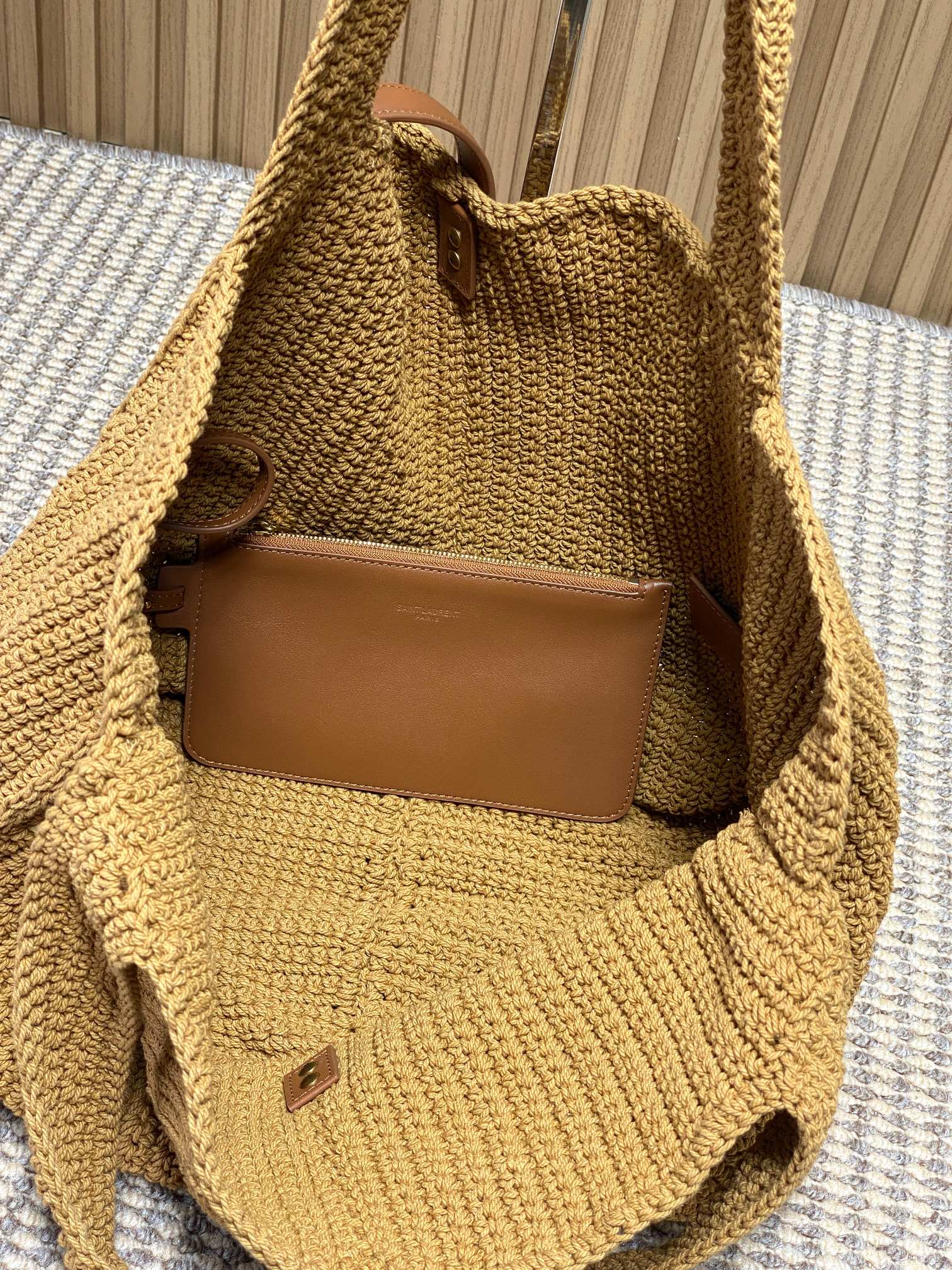 YSL Woven Raffia Tote Shoulder Bag