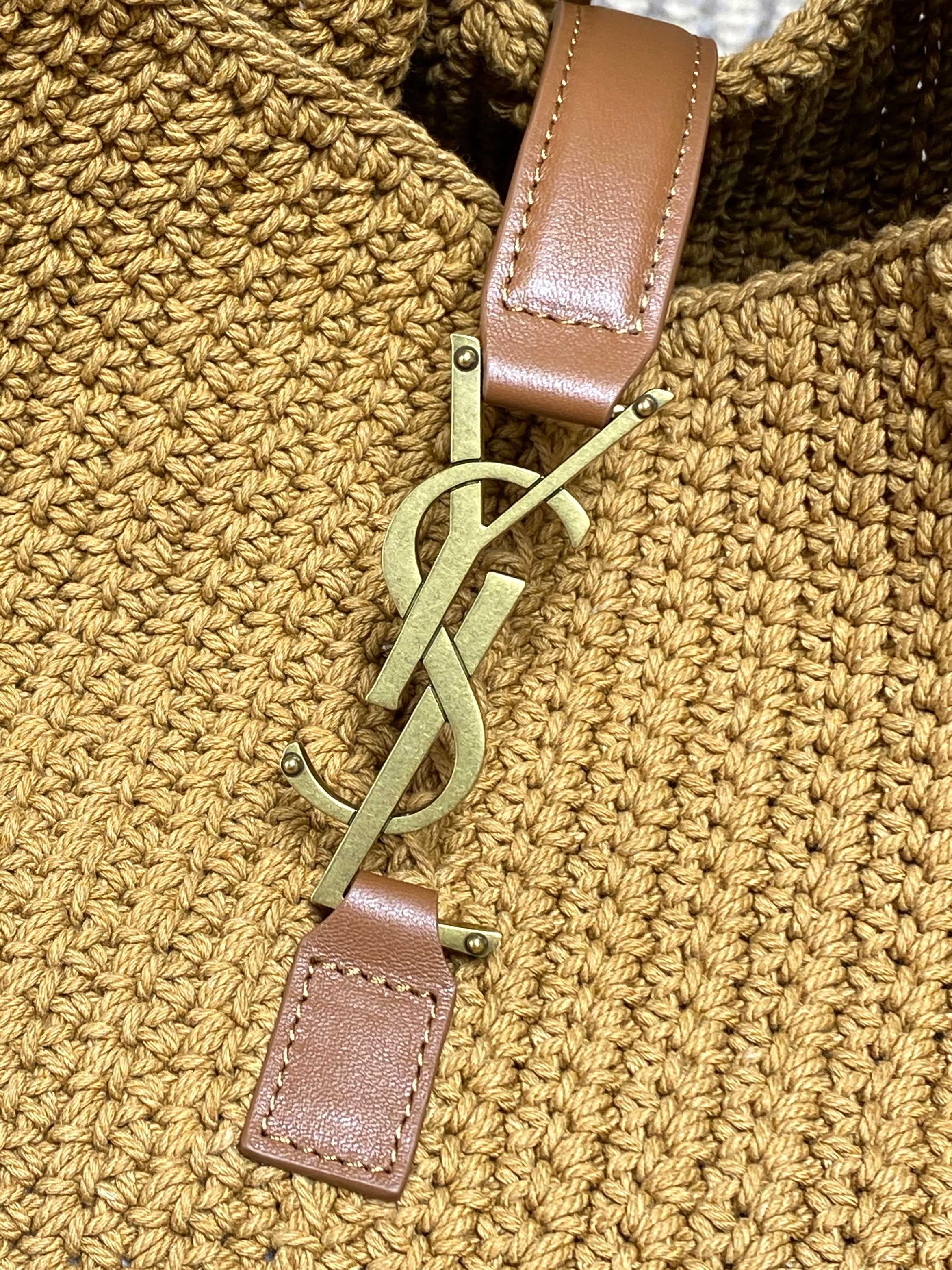 YSL Woven Raffia Tote Shoulder Bag