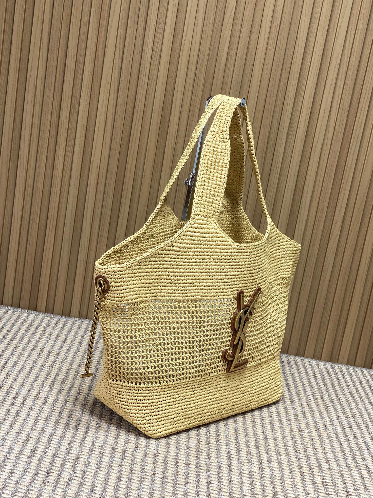 YSL Raffia Mesh Tote Bag
