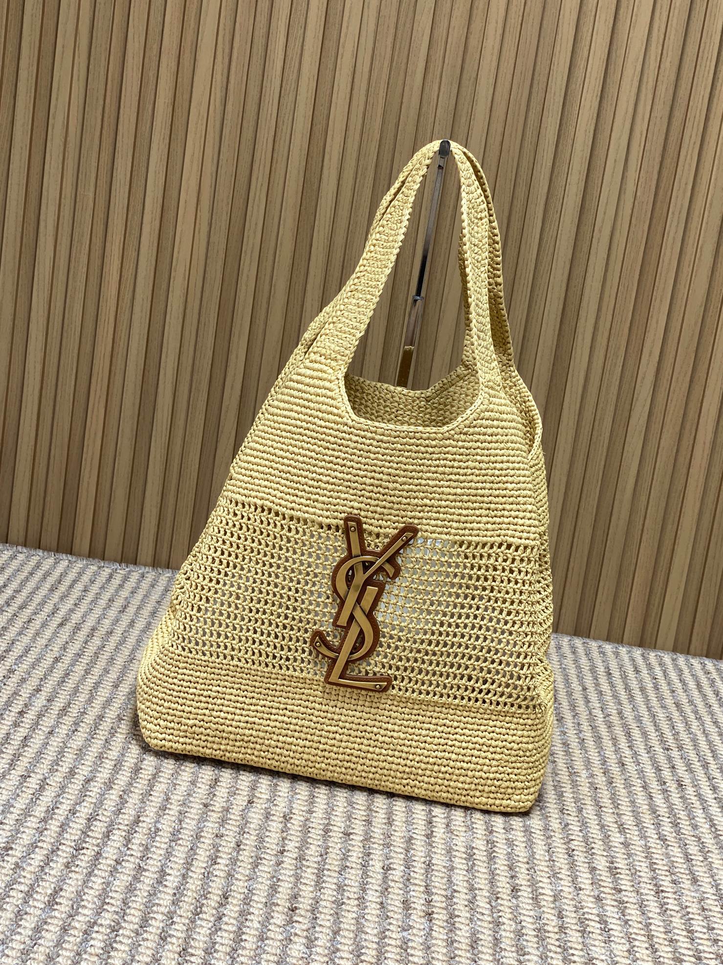 YSL Raffia Mesh Tote Bag
