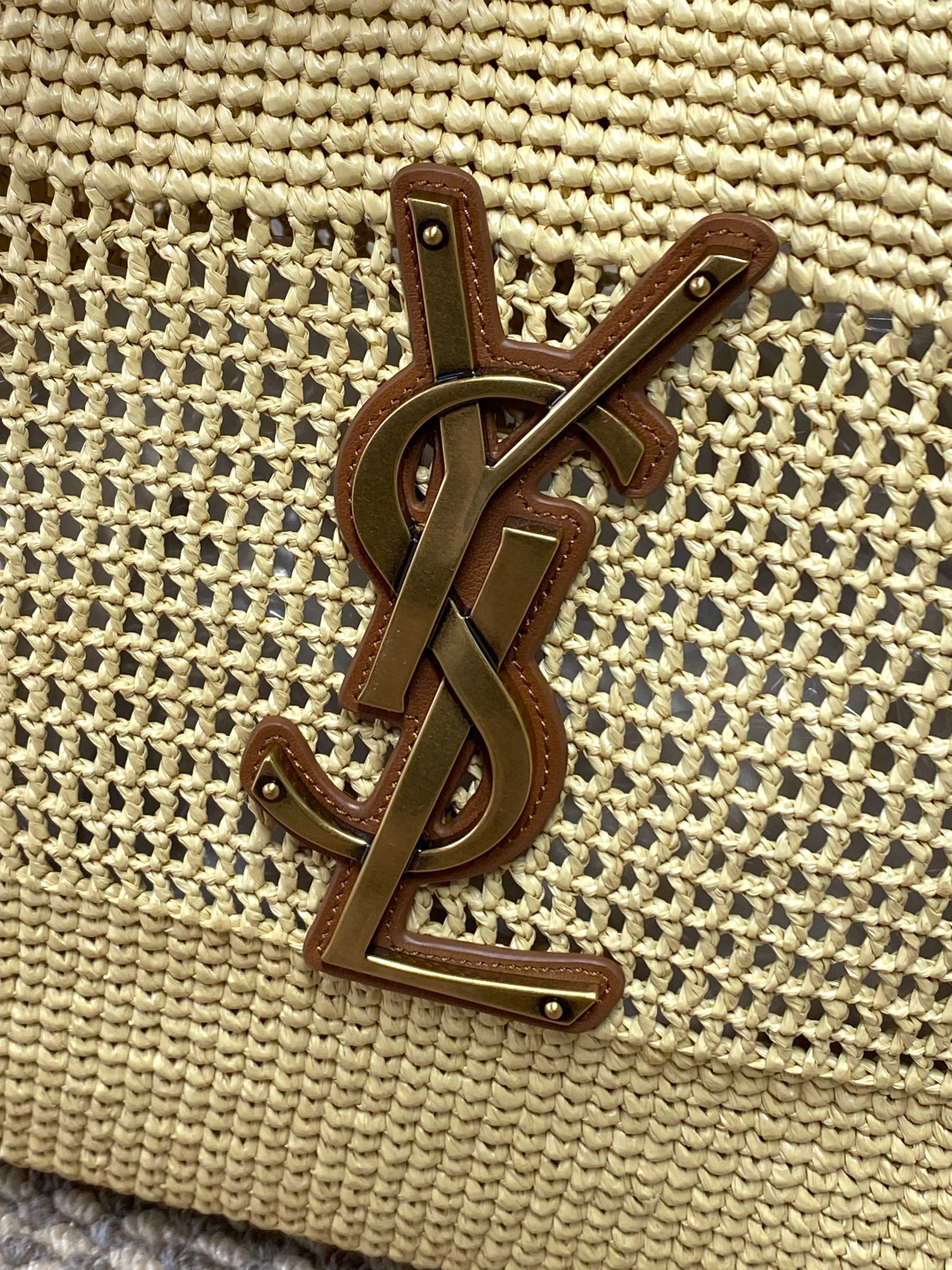 YSL Raffia Mesh Tote Bag
