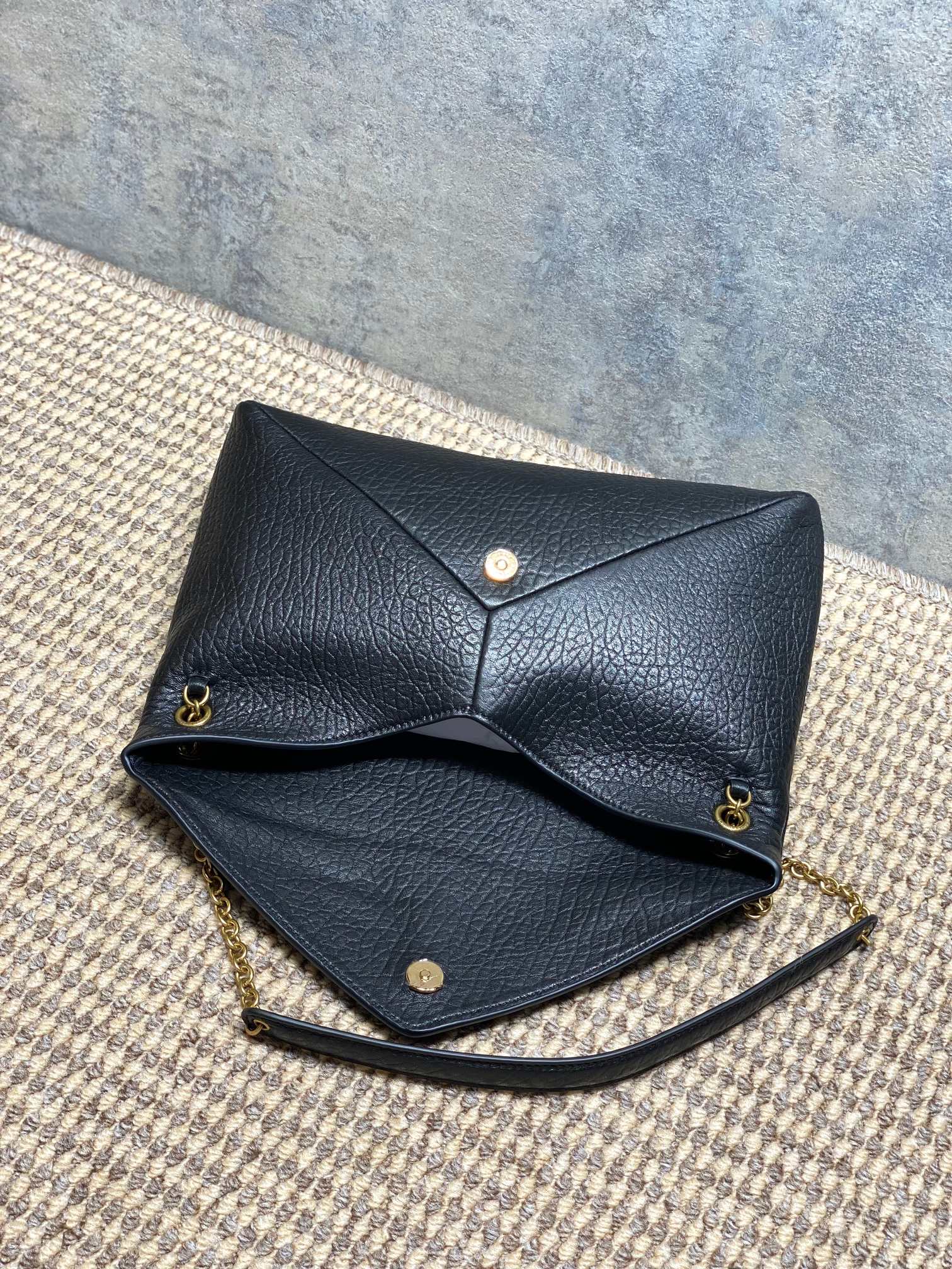 YSL Grain Leather Envelope Crossbody Bag