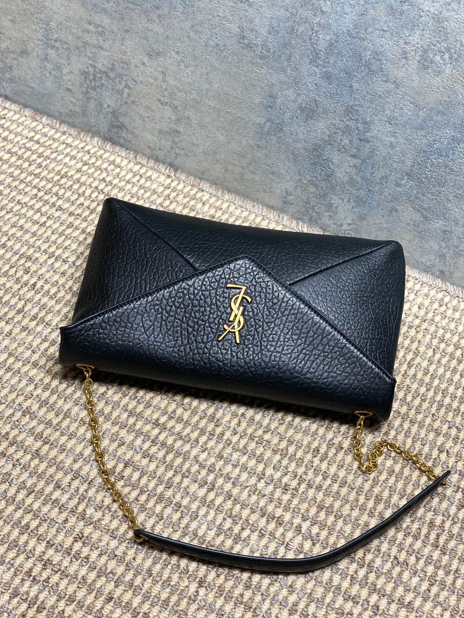 YSL Grain Leather Envelope Crossbody Bag