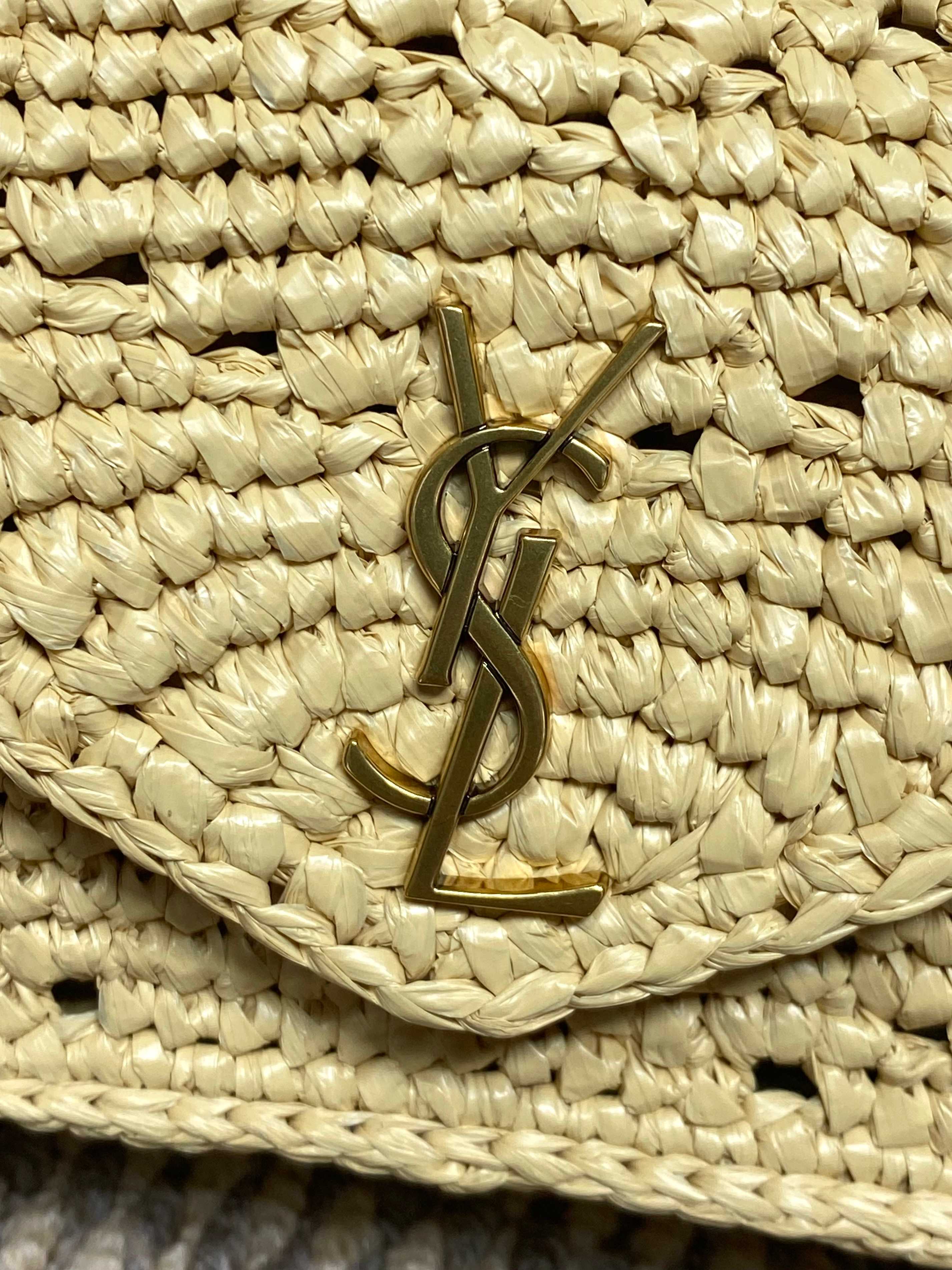 YSL Raffia Woven Flap Chain Bag