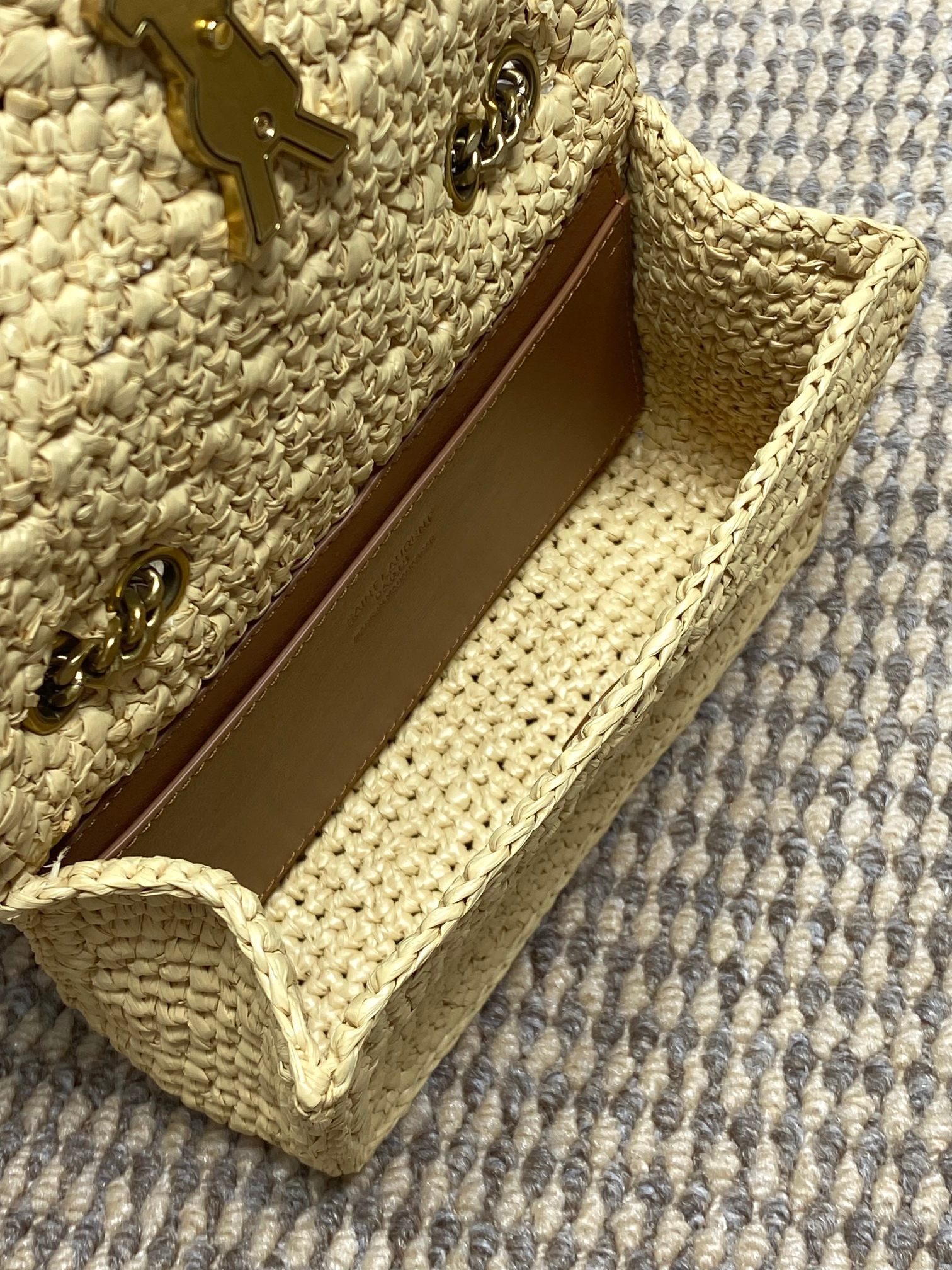 YSL Raffia Woven Flap Chain Bag