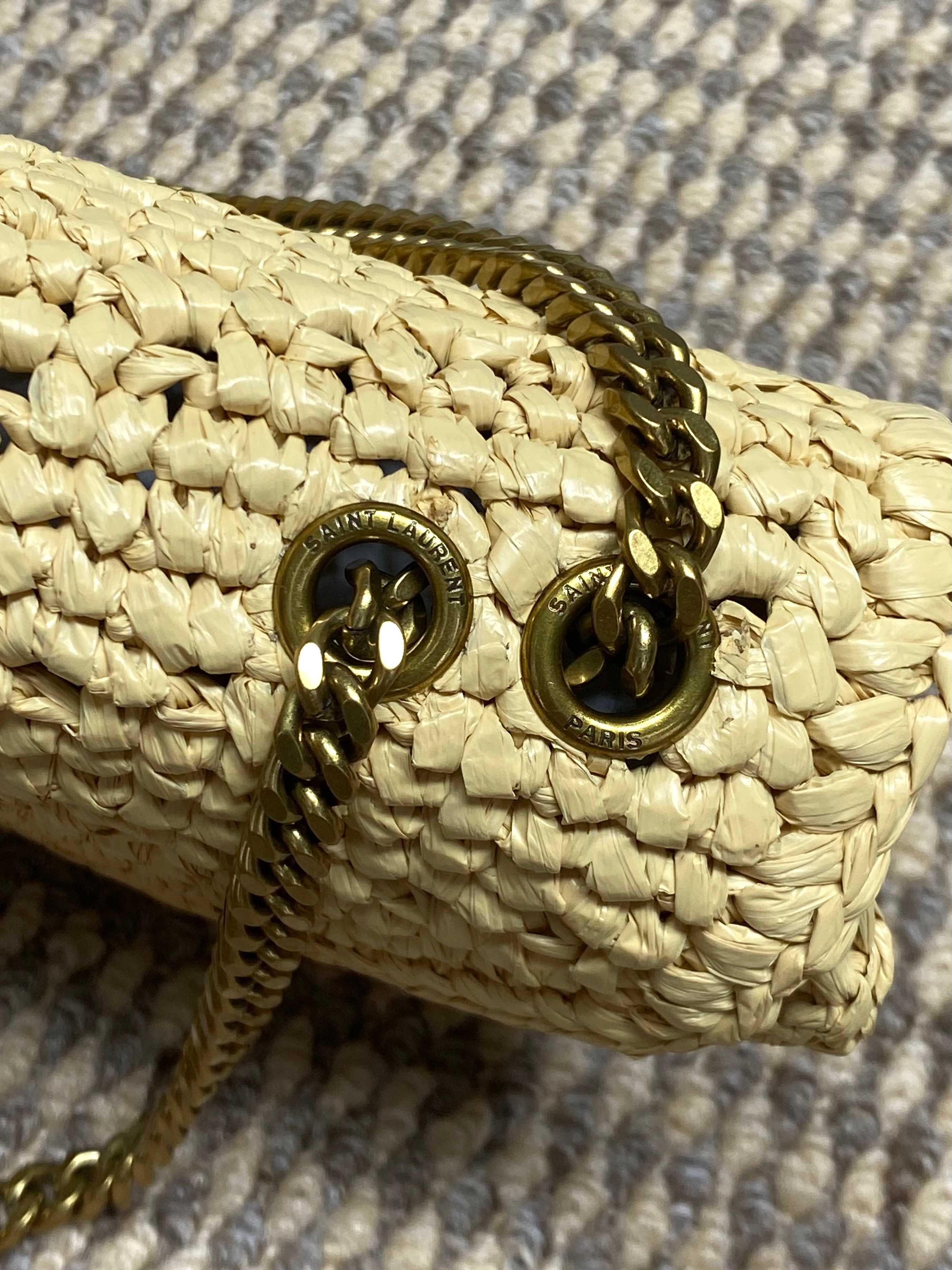 YSL Raffia Woven Flap Chain Bag