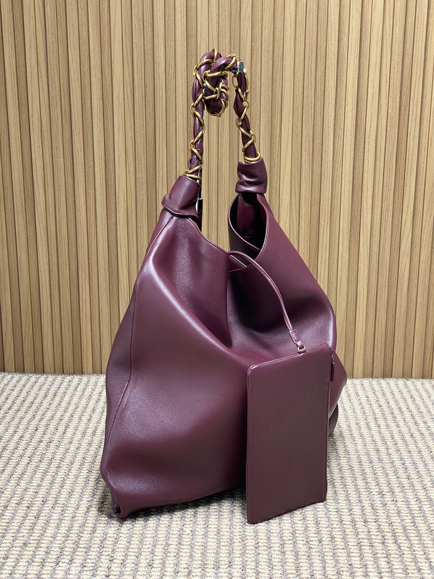 YSL Soft Leather Braided Chain Hobo Bag