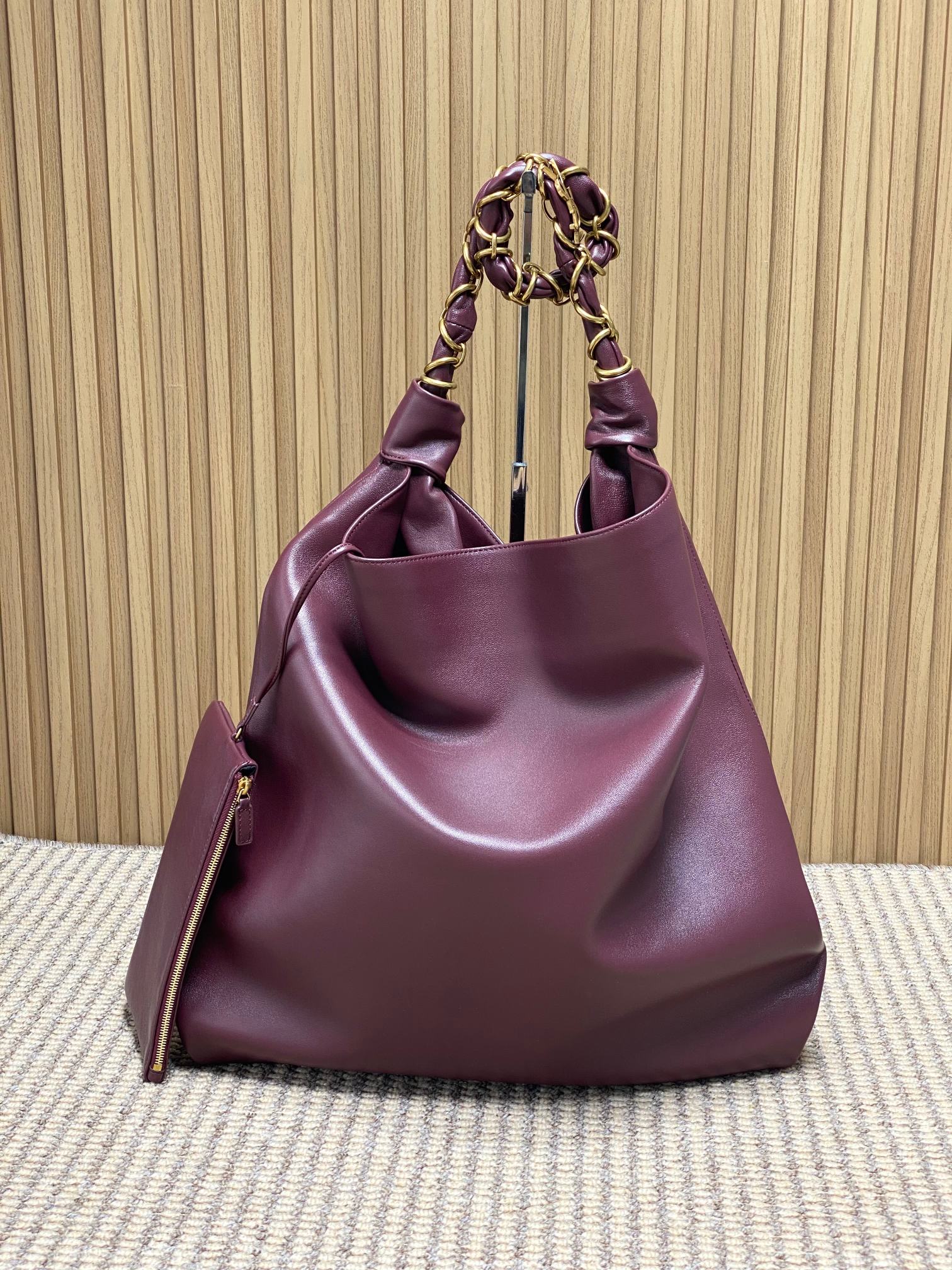 YSL Soft Leather Braided Chain Hobo Bag