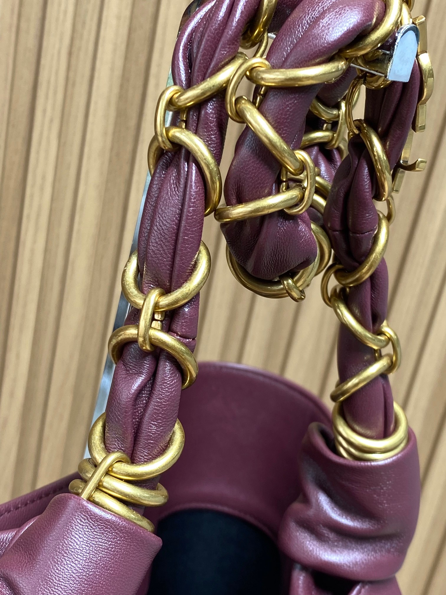 YSL Soft Leather Braided Chain Hobo Bag