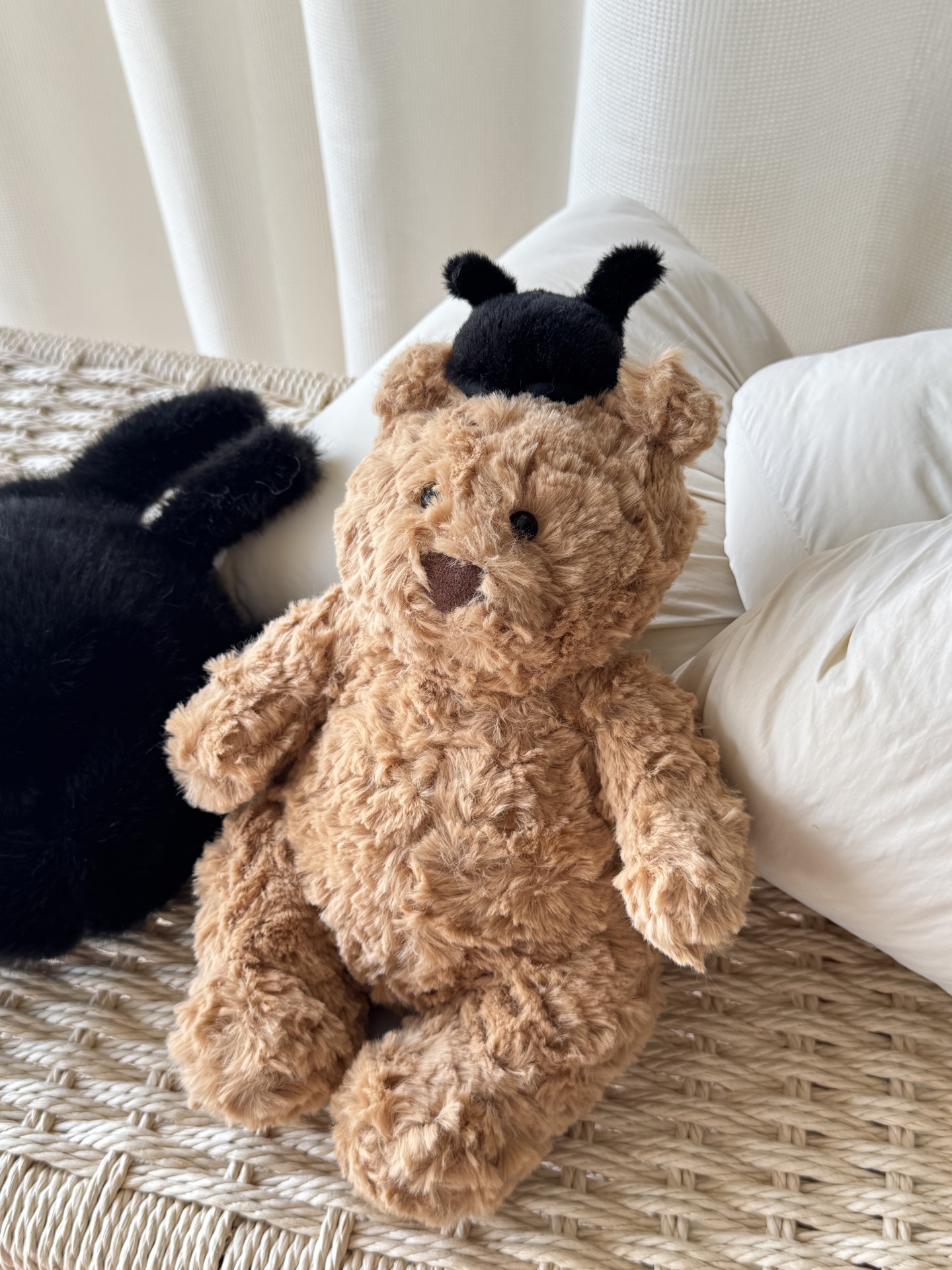NO:810307,Double the cuteness and double the warmth. The Barcelona Bear still looks as cute as before after taking off the spider suit. The light brown angora velvet glows softly under natural light. Each velvet has passed the EU safety standard test. It is soft and waxy and super healing. Jellycat doll for trendy department stores.19860909双倍萌趣·温暖加倍 巴塞罗熊脱掉蜘蛛装还是之前的可爱模样,浅棕色安哥拉绒在自然光下泛着柔光,每根绒毛都经过欧盟安全标准检测,软糯糯的超治愈.,潮品百货Jellycat公仔,accessory