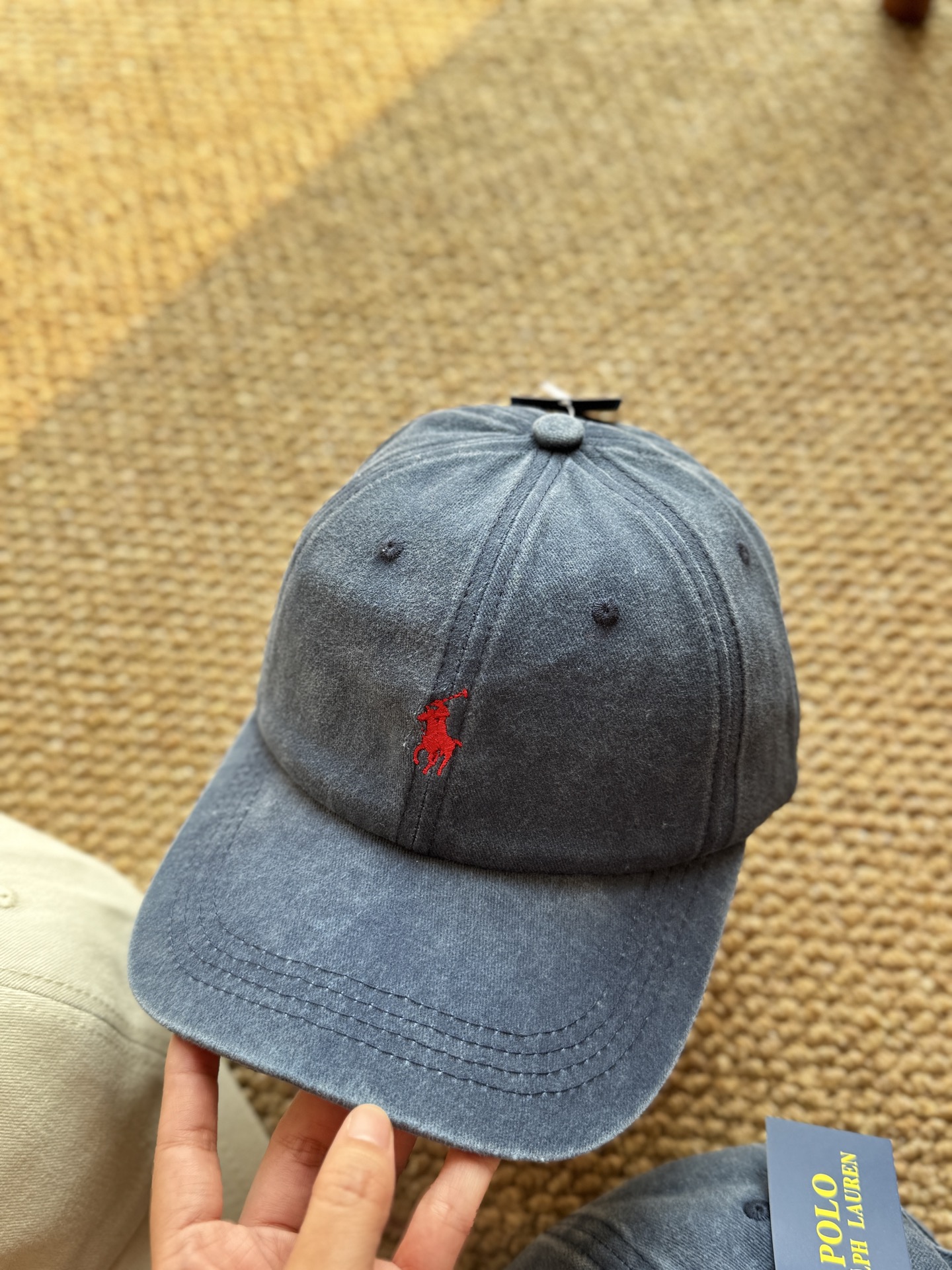 contrast with the blue hat body - Hat 3