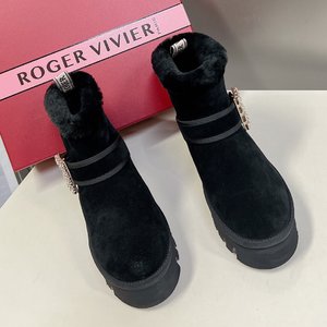 Luxury Fake Roger Vivier Snow Boots Sheepskin Wool Fashion