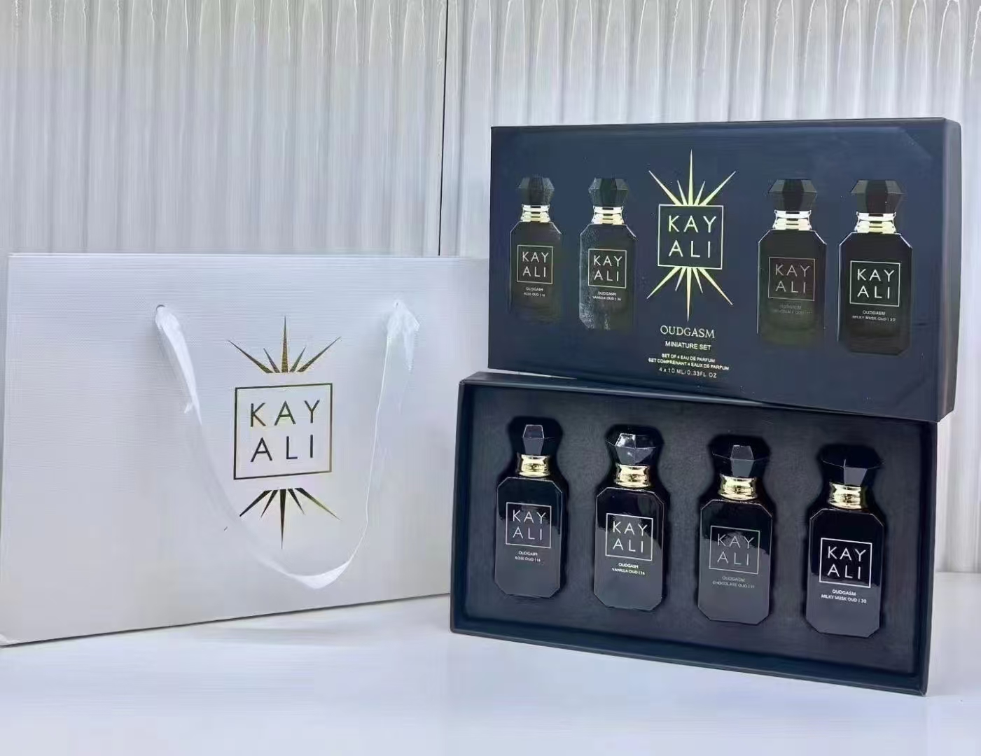 Kayali perfume samples 10ml set of 4! Includes: 4*10ML. Scents: OUDGASM VACAY VANILLA SWEET