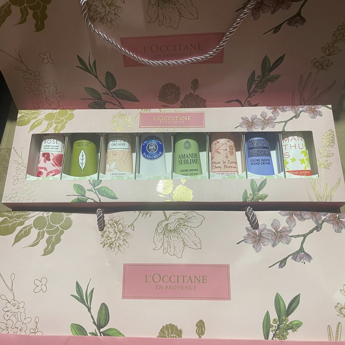 Set de 8 cremas de manos欧舒丹 flor rosa versión 26, 30ml*8, manteca de karité, almendra dulce, flor de naranjo, cerezo, l…