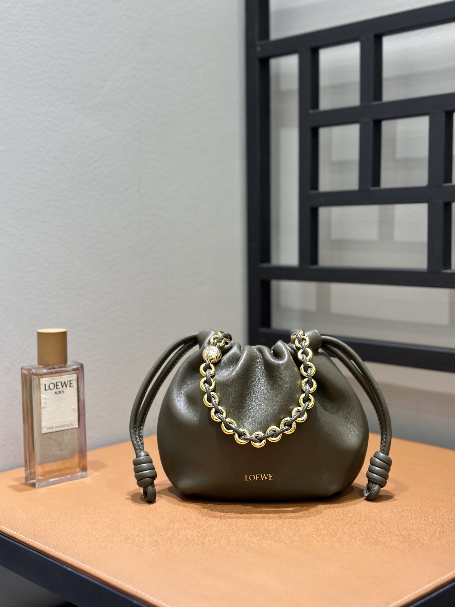 LOEWE Flamenco Purse Small Napa Leather Bag with Donut Chain - Olive 2 i1720528791 6381 3