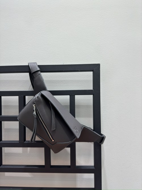 Loewe Puzzle Mini Gray Leather Belt Bag/Crossbody, Adjustable Strap 1 Loewe Puzzle Mini Gray Leather Belt Bag/Crossbody, Adjustable Strap