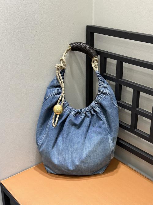 Denim Hobo Bag, 2024 Fall/Winter Collection, Large Capacity Bucket Bag
