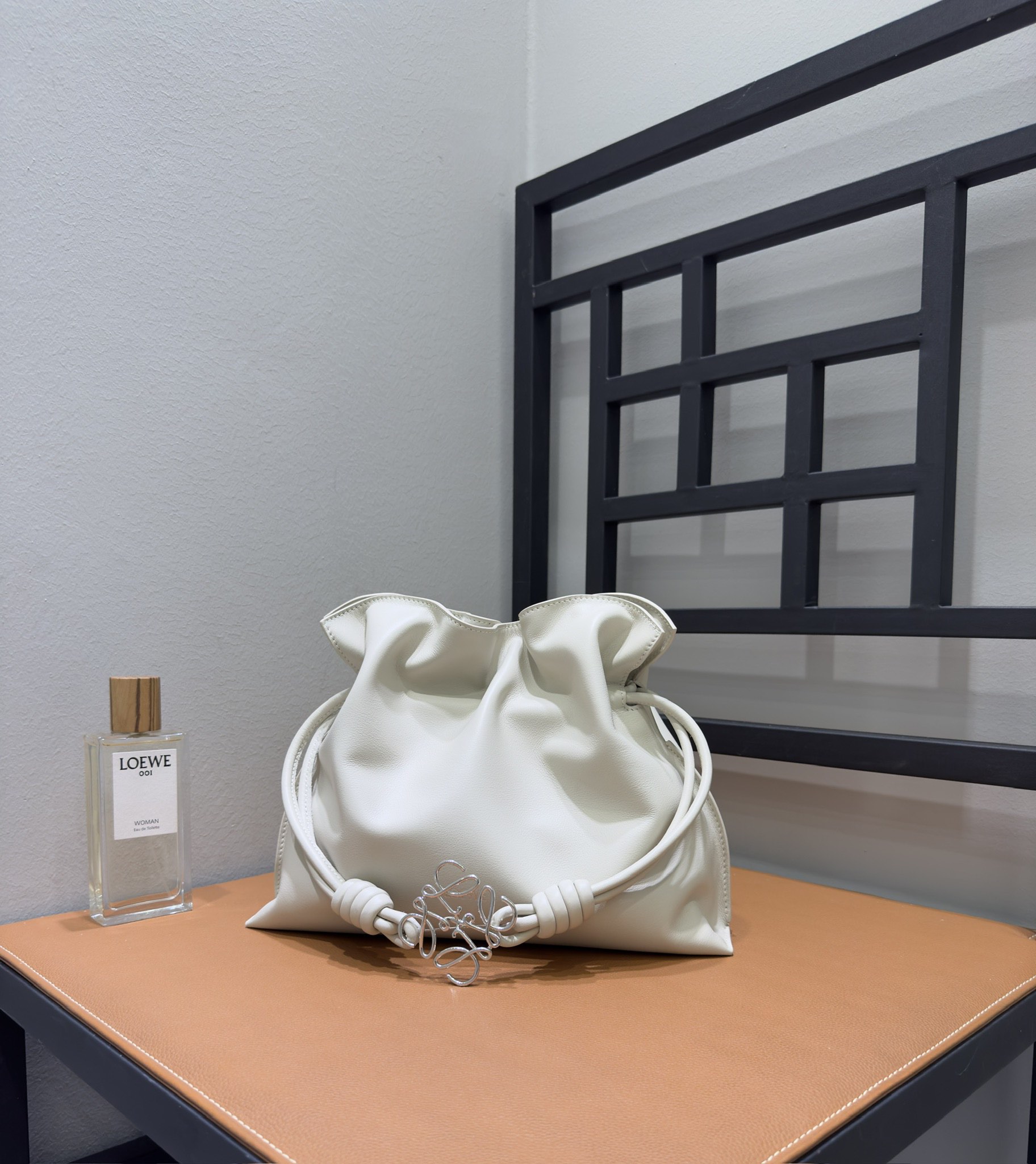 Loewe Flamenco Medium Clutch Bag - Sea Salt White, Drawstring Closure 3 i1723044252 3555 0